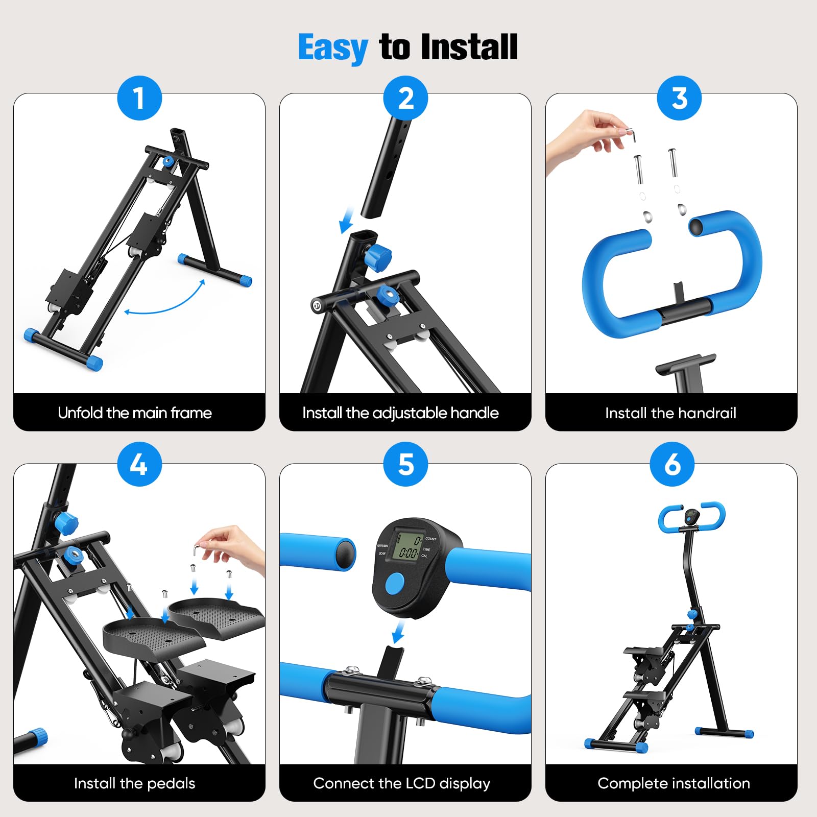 2026 Stair Stepper Pro,Stairmaster für Zuhause,Folding Cardio Vertical Climber Maschine Treppenmeister mit Verstellbare Lenker für Home Büro Fitnessgerät,Maximale Tragfähigkeit 150 kg