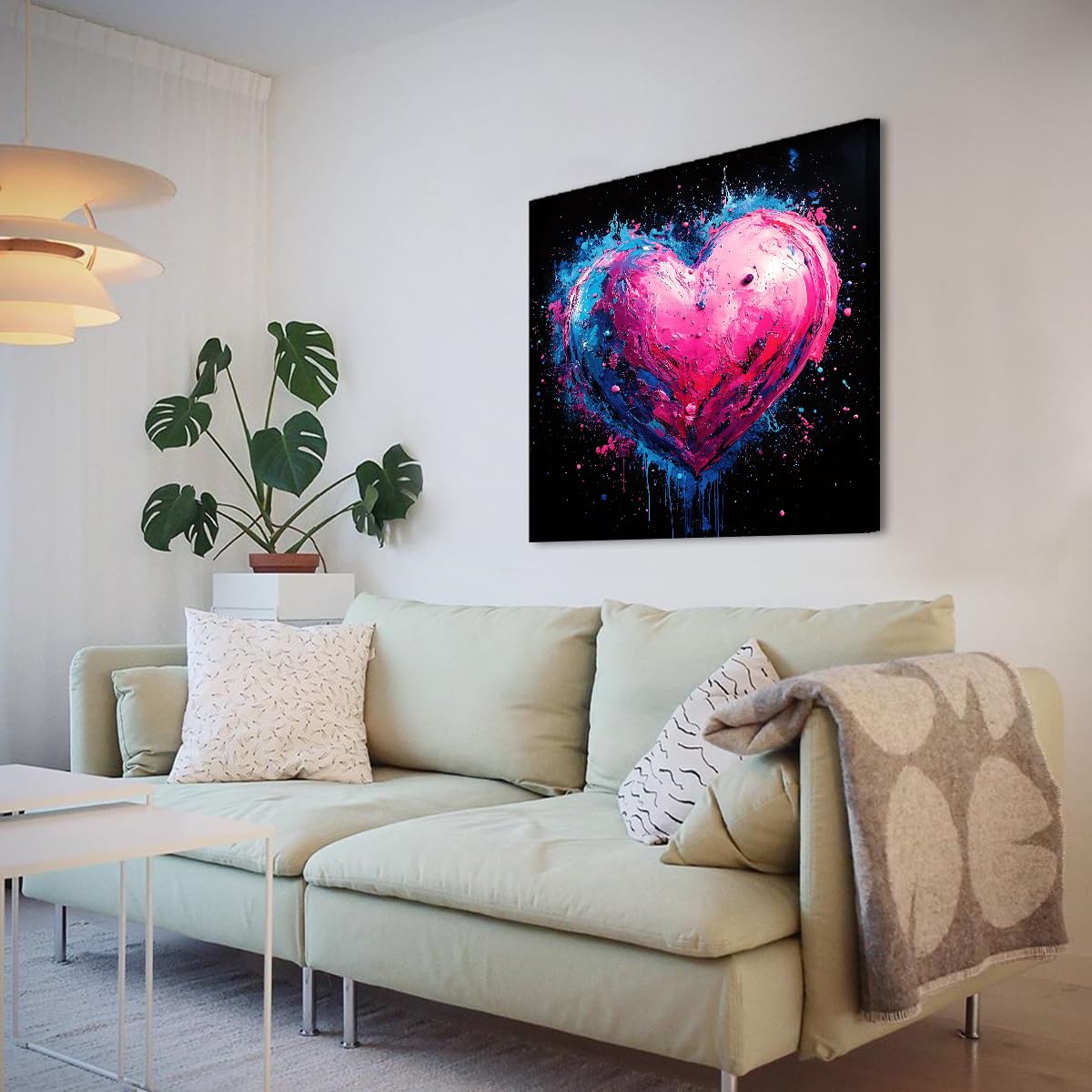 Via Vela Żywy niebieski różowy niebieski obraz na płótnie sztuka ścienna szkic plakat tekstura 3D abstrakcyjna sztuka miłosna do pokoju nastolatków 50 x 50 cm