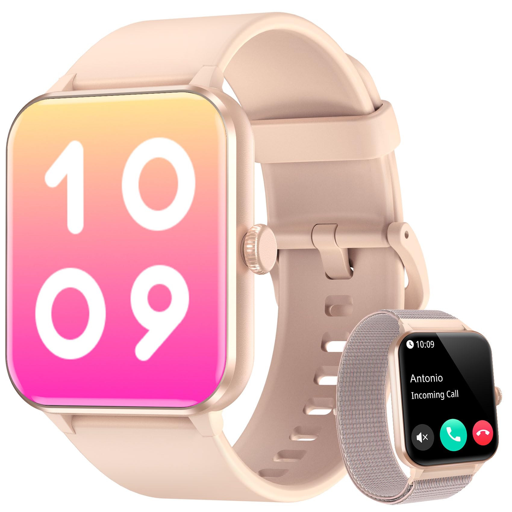 IOWODO Smartwatch,Orologio Fitness per Donna,1.85'' Smart Watch con Risposta Chiamate, Monitor del SpO2/ Sonno,24H Cardiofrequenzimetro,100 modalità Sportive,Fitness Tracker per Android iOS