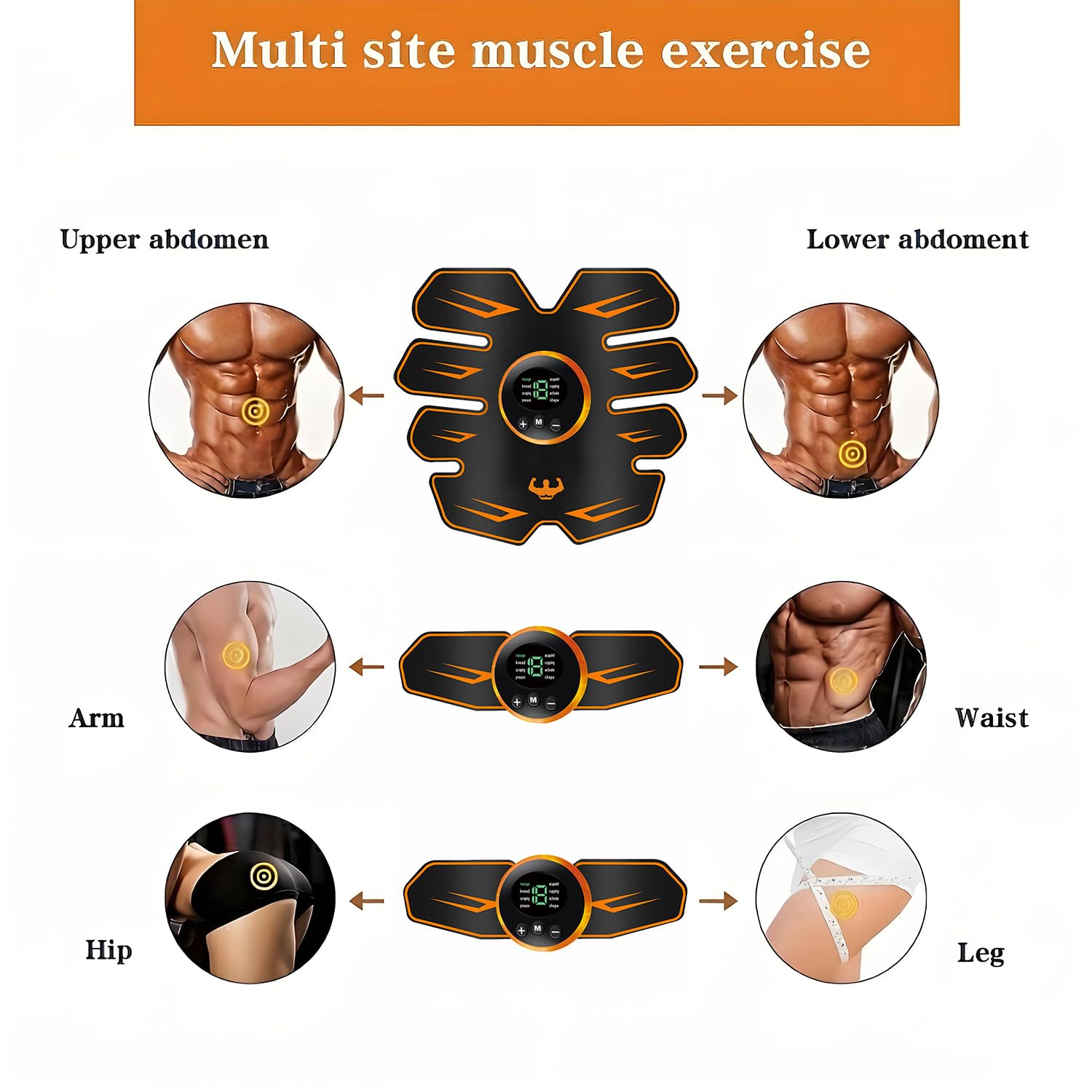 EMS Trainingsgerät, USB Wiederaufladbar Muskelstimulator bauchtrainermit - Bauchmuskeltrainer EMS Elektrische Muskelstimulation, EMS Bauchtrainer