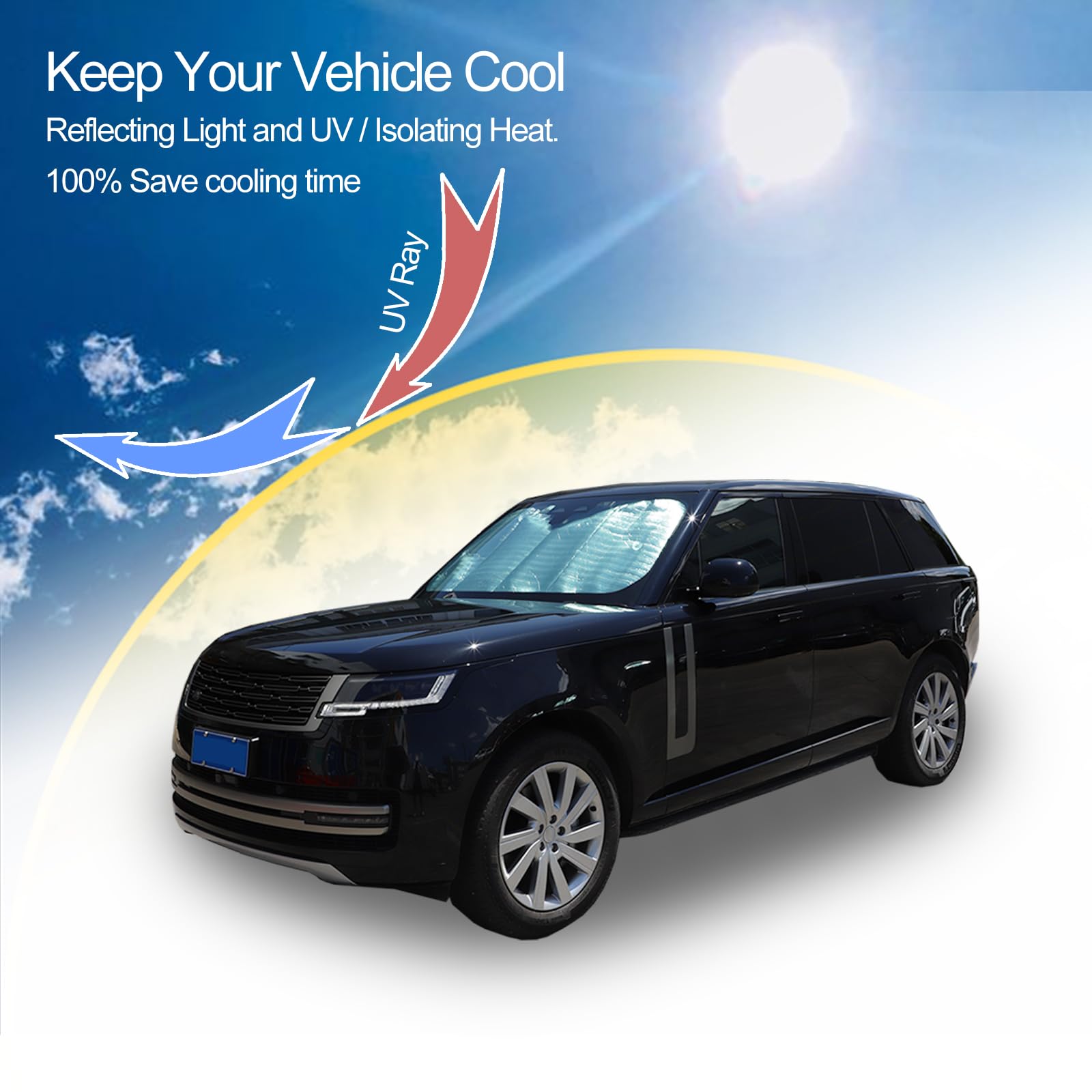 Parasol para Parabrisas Delantero de Coche para Range Rover 2023-2024, Parasol para Ventana Delantera, Visera Reflectante Plegable, Cubierta de protección contra Rayos UV, Protector térmico