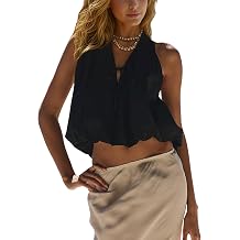 Women Halter Bubble Tank Top Sexy Plunge V Neck Tie Open Back Sleeveless Crop Going Out Tops Summer Y2k Cami Shirts