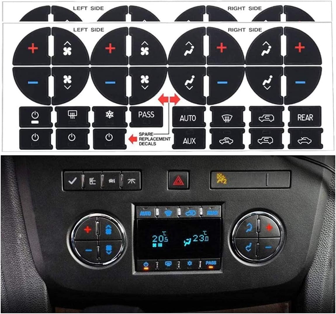AC Dash Button Stickers Repair Kit for 2007-2015 GM GMC Chevy Tahoe Chevrolet 2009-2012 Buick Vehicle,2pcs