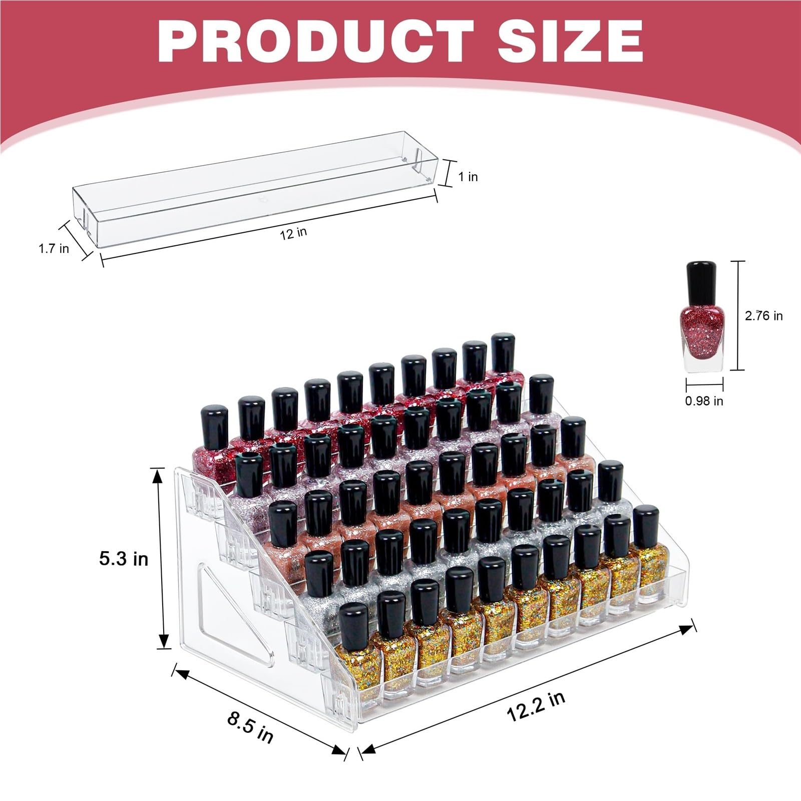 Organizer Na Lakier Do Paznokci Przezroczysty Organizer Na Lakiery Do Paznokci, Wielofunkcyjny Ekspozytor Do Łazienki(5-Tier)