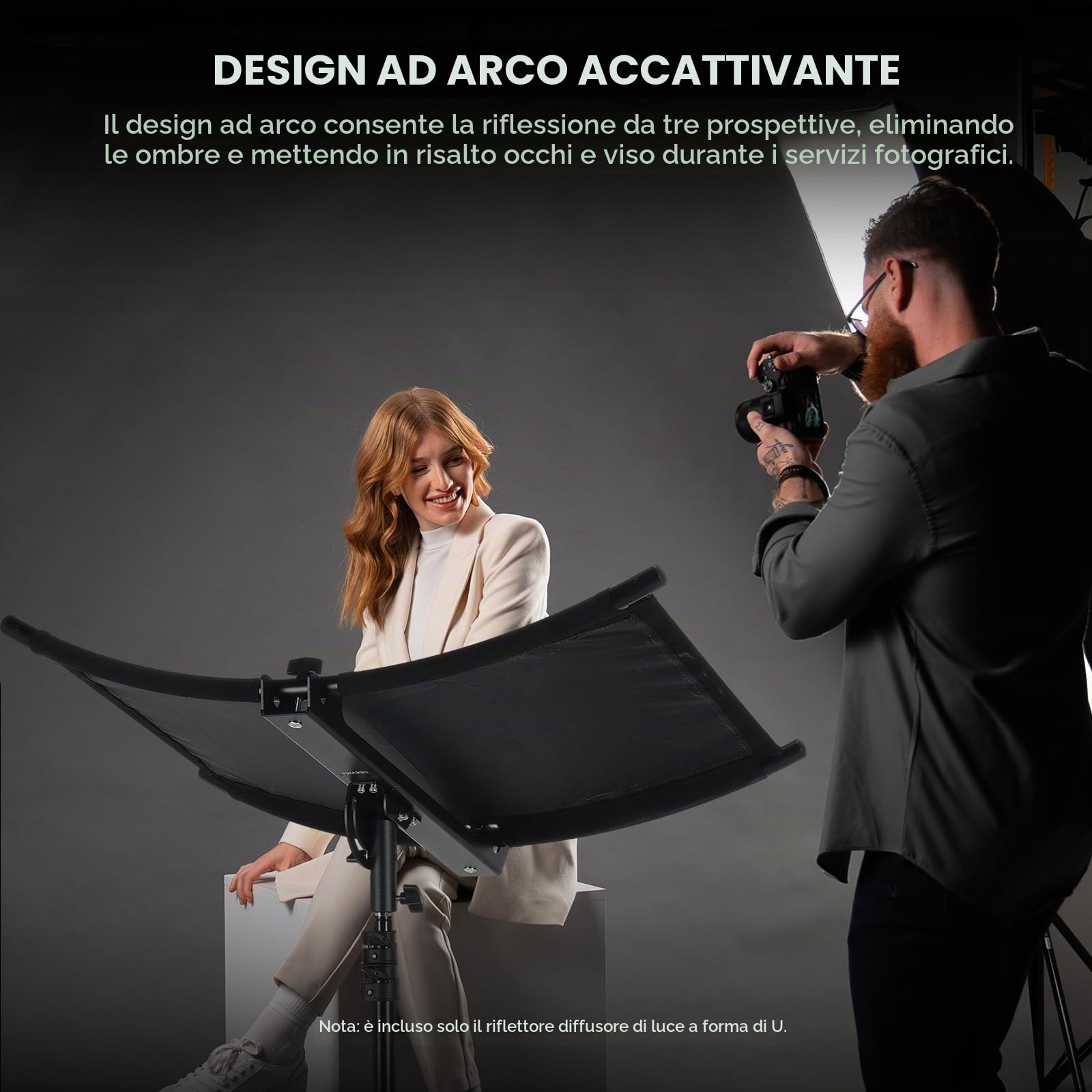 NEEWER U Type Light Diffuser Reflector for Studio and Photography Situation with Carrying Case, Arclight Curved Reflector 30x18/75x40cm in Black/White/Gold/Silver (Light Stand Not Included), RF-04 NEEWER U Type Light Diffuser Reflector for Studio and Photography Situation with Carrying Case, Arclight Curved Reflector 30x18/75x40cm in Black/White/Gold/Silver (Light Stand Not Included), RF-04