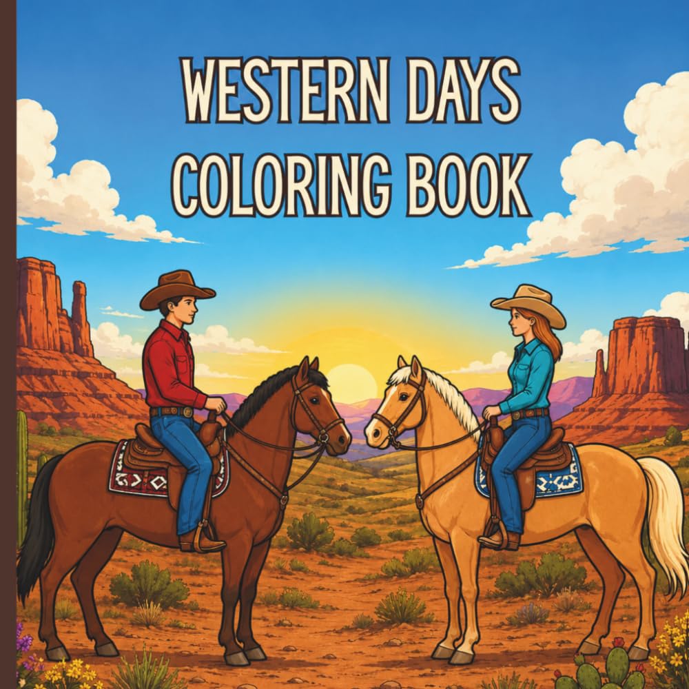 Western Days Coloring Book: Western Days Coloring Book: Detailed Cowboy, Cowgirl, Horse, Ranch, Rodeo, and Farm Life Scenes for Adults and Teens