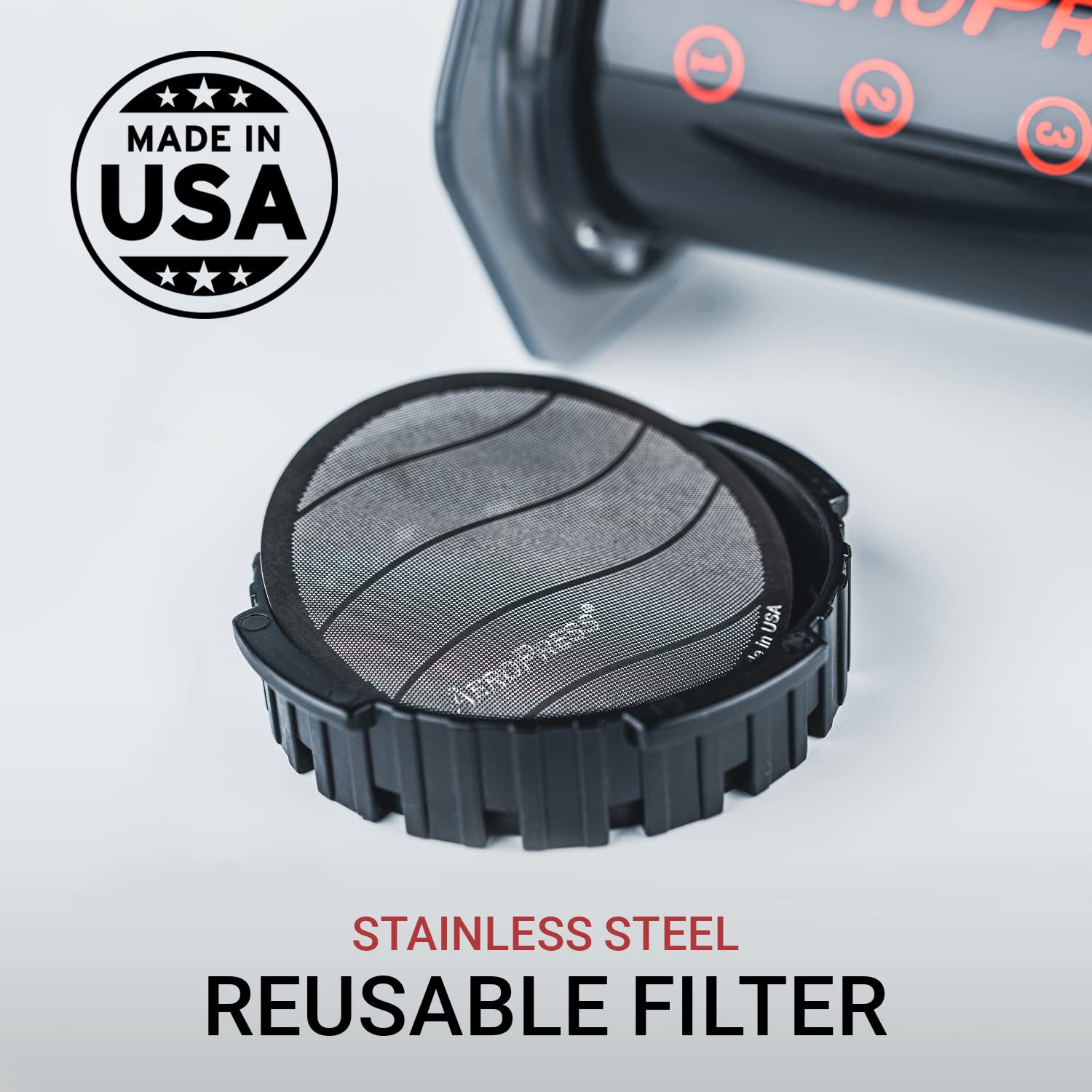 AeroPress Filtro reutilizable de acero inoxidable, filtro de café de metal para cafeteras AeroPress Original y AeroPress Go, paquete de 2, 2 filtros