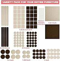 Vista 2 de Almohadillas de Fieltro para Muebles de Dos Colores - Tamaño Variado, 165 Piezas. Almohadillas Autoadhesivas con Topes Transparentes de Reducción