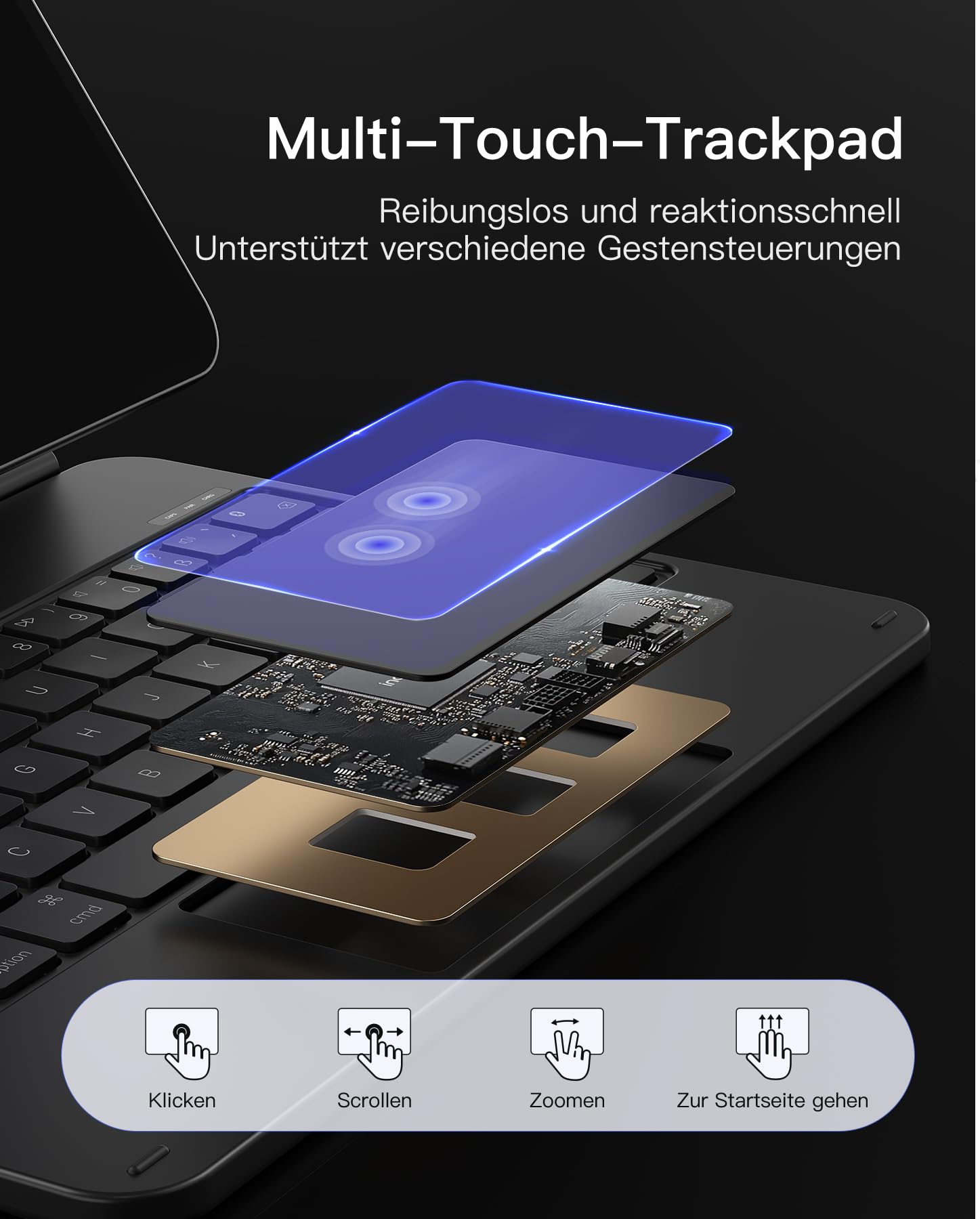 Inateck NeoMagic Magnetische Tastatur Hülle für iPad 10 Generation 10,9 Zoll,11 Generation 2025 A16 11 Zoll,Tastatur mit Touchpad, Freitragender Ständer, 7-Farbige Hintergrundbeleuchtung,KB09119