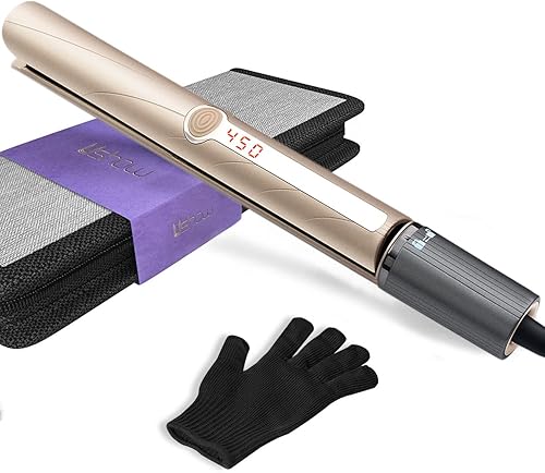 Plancha para el cabello, plancha de pelo iónica de turmalina de cerámica, temperatura ajustable de 230 F a 450 F con pantalla LCD de temperatura,