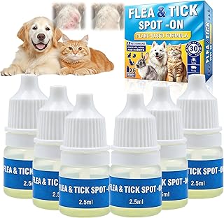 6x2.5ml Pipetten Fllea- und Zeckenschutz, Natürliche Katzenentwurmungstropfen, Zeckenschutz für Katzen, Formel für sanfte wirksame Verteidigung