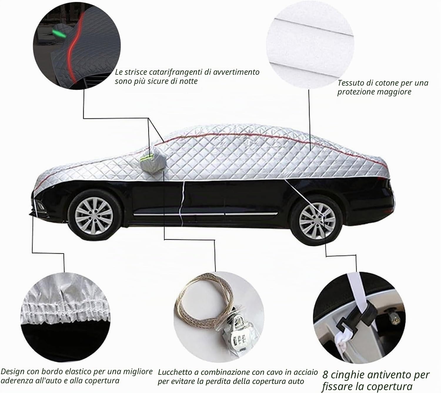 Telo Antigrandine per Fiat 500L - Auto Copriauto Imbottito Ispessito B26, Coperture per Carrozzeria