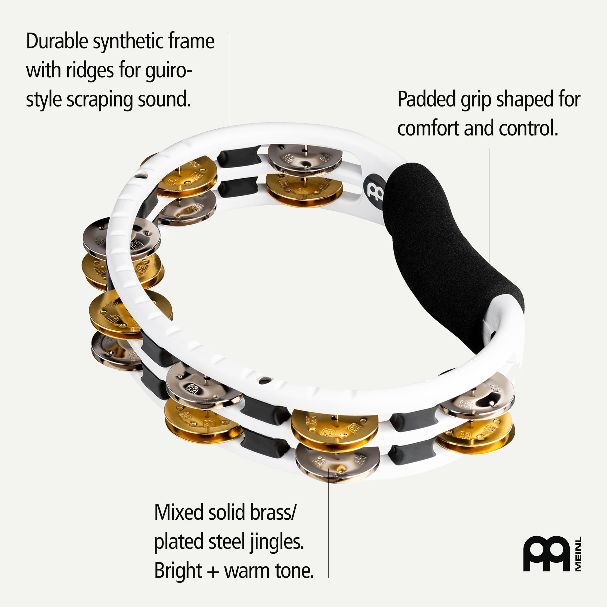 Meinl Tambourin main TMT1 m-WH, White - Tambourin