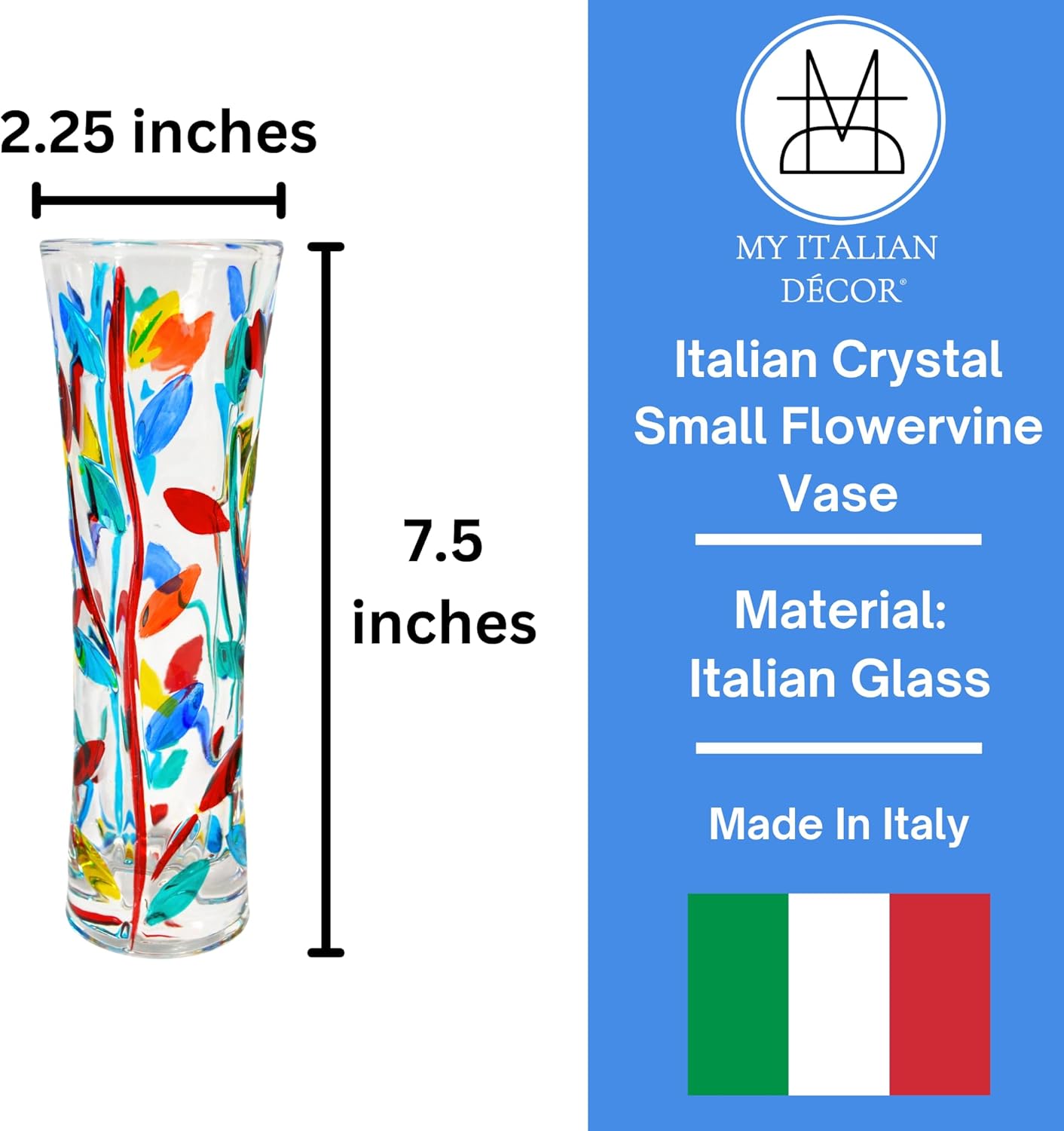 Murano Glass Tree of Life Vase (Small), Hand Painted In Italy