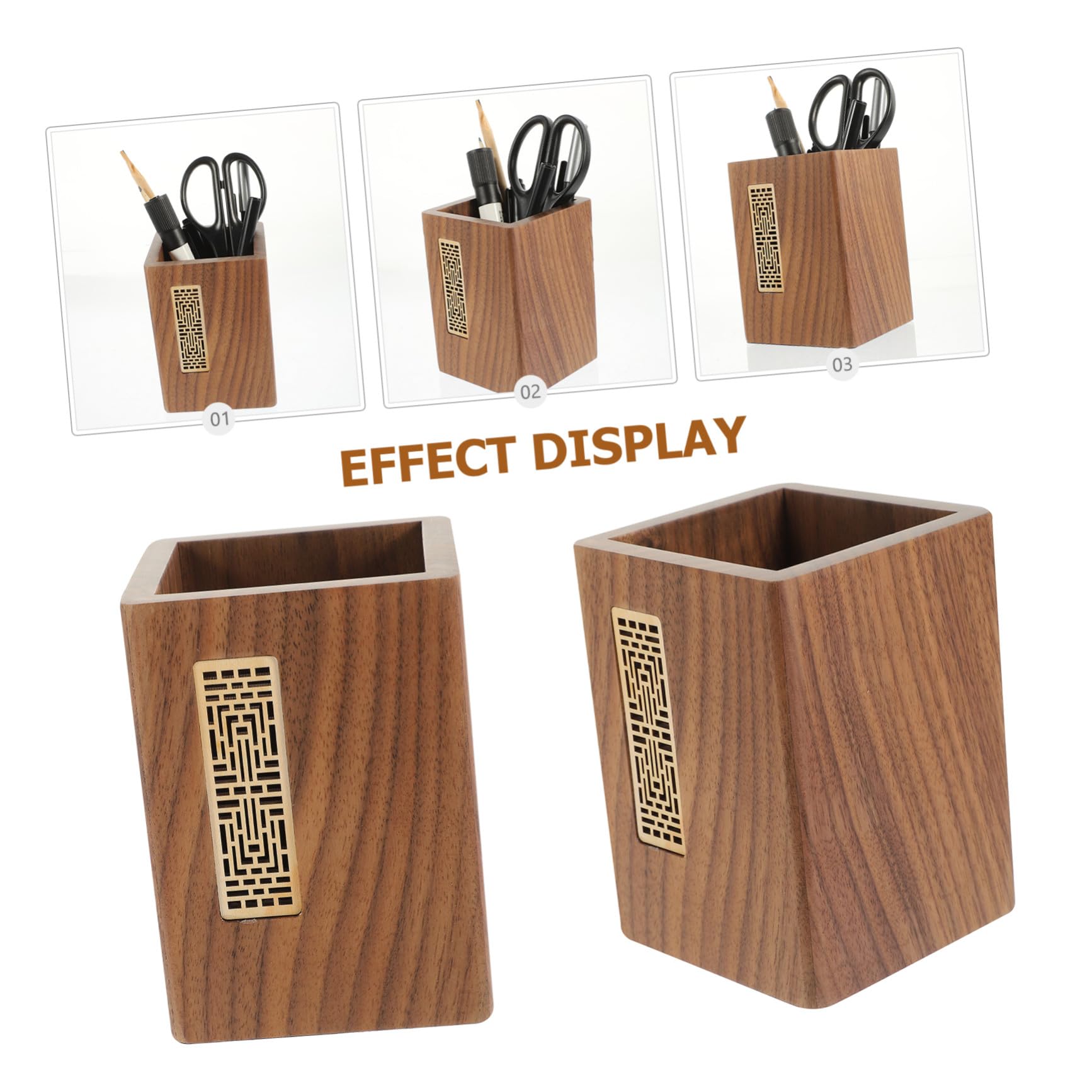 Stiftehalter und Büro im für Desktop Dekoration Japanischen Stil Schlichter Großer Kapazität mit kratzfest eleganter Schreibtisch Organizer aus Schwarzem Walnussholz