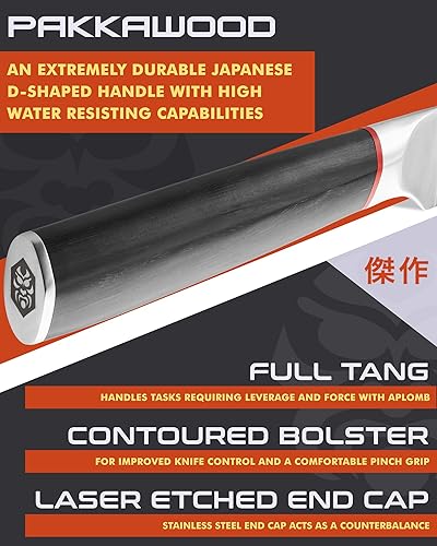 Miniatura 4 de Cuchillo de pan dentado de 9 pulgadas - Serie Spectre - Acero inoxidable japonés forjado AUS-8 de alto carbono - Mango de madera de Pakkawood con