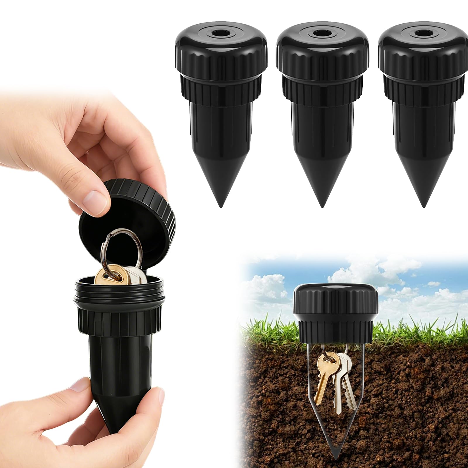 3PCS Key Hider Outside, Hider a Key Holder Outside, Safe Security Box Storage for Garage, Garden, Dorm, Beach, House, Room and Travel