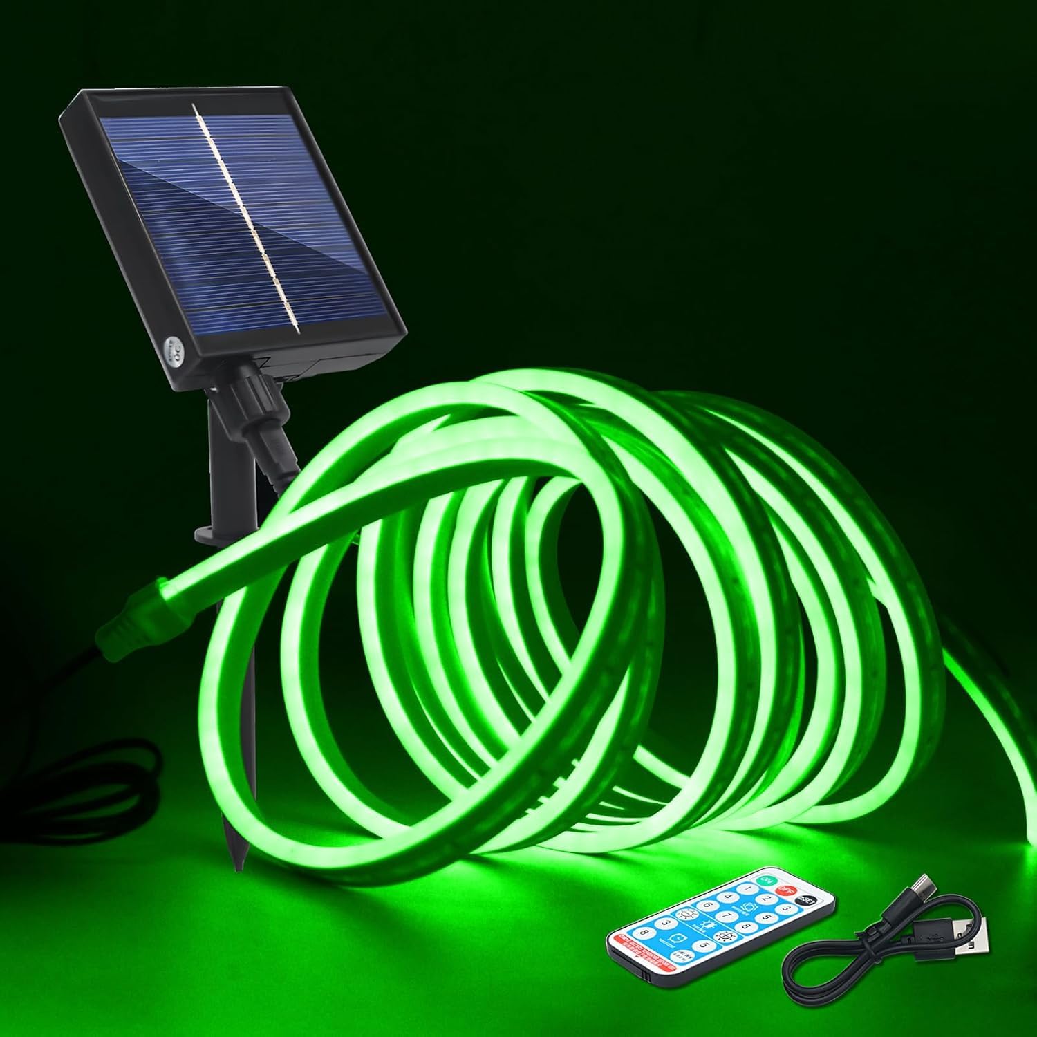 KISUFU 24V Neon Solar Led Strip with Solar Panel Controller,SMD 2835 120 LEDs/m Strip Light, Flexible IP67 Waterproof Neon Silicone Light Strip for Outdoor Decor