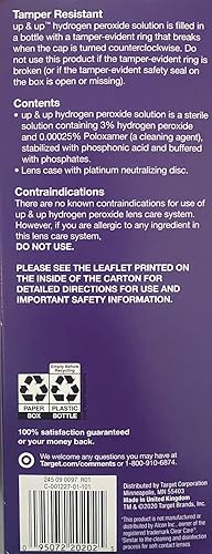 Miniatura 4 de Up &up Sistema de limpieza y desinfección de cuidado de lentes 3% solución de peróxido de hidrógeno 2 x 12 onzas líquidas, incluye 2 fundas de