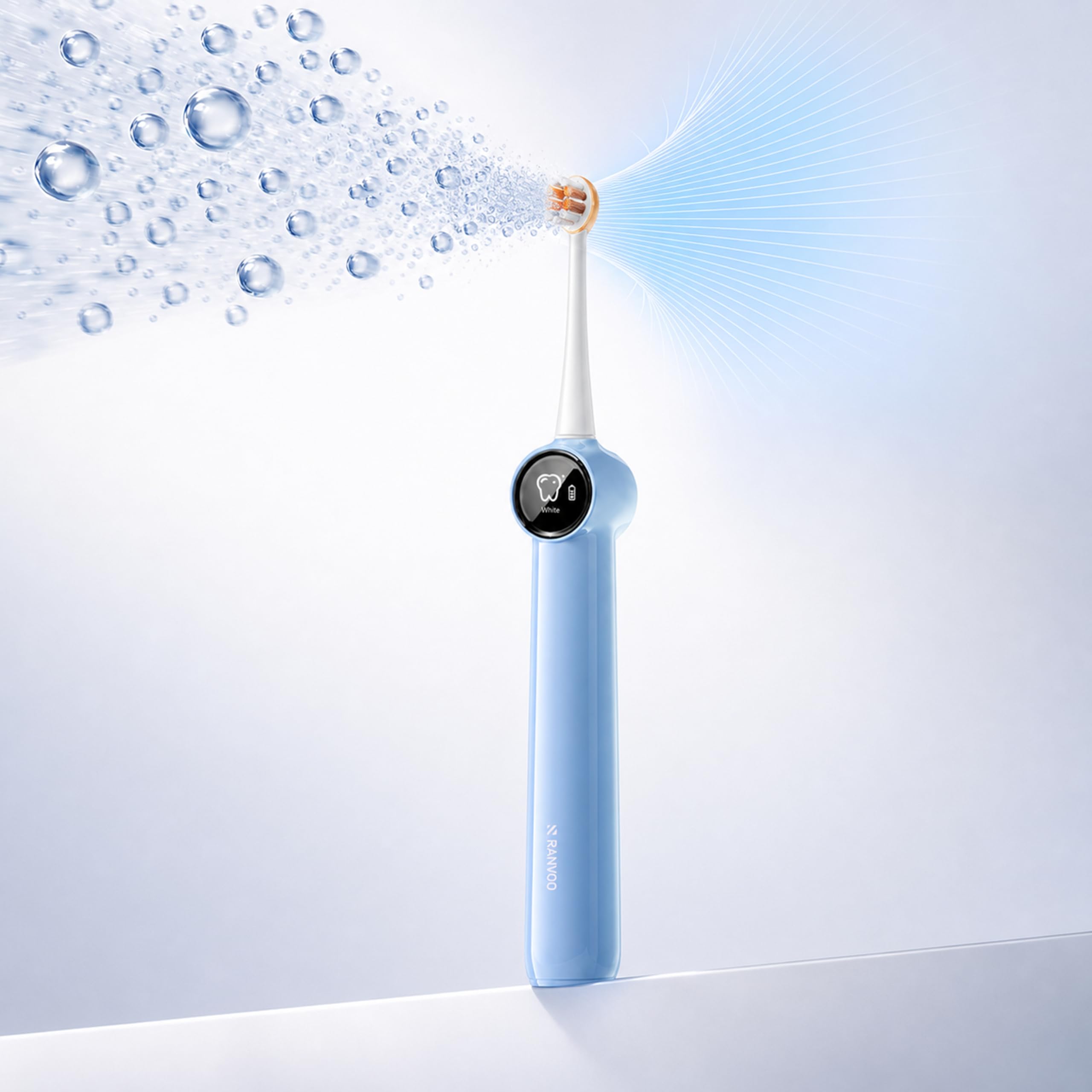 AirJet X3 Elektrische Zahnbürste Starke Reinigung, sichtbar weißere Zähne | Glow Edition 2026, 99,87 % Plaqueentfernung, täglicher Kariesschutz, 60-Tage-Akku, 2 Fluorid-Bürstenköpfe, Energetisches Blau