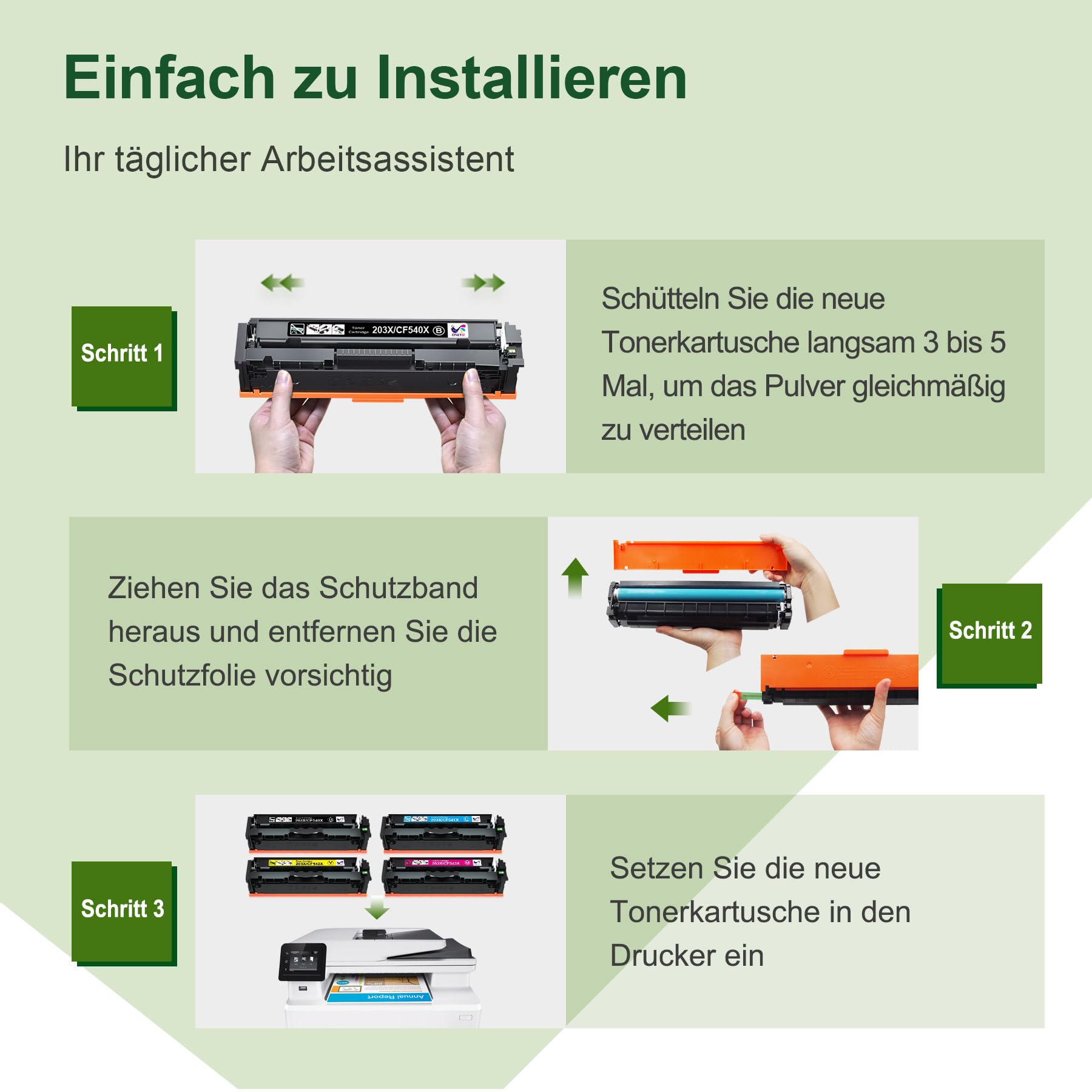 ONLYU 203X CF540X Toner Kompatibel für Hp 203X 203A M281fdw Toner Set | 4-Pack für HP Color LaserJet Pro MFP M281fdw M254dw M281fdn M280nw M254nw M254dn M281cdw Schwarz Cyan Gelb Magenta