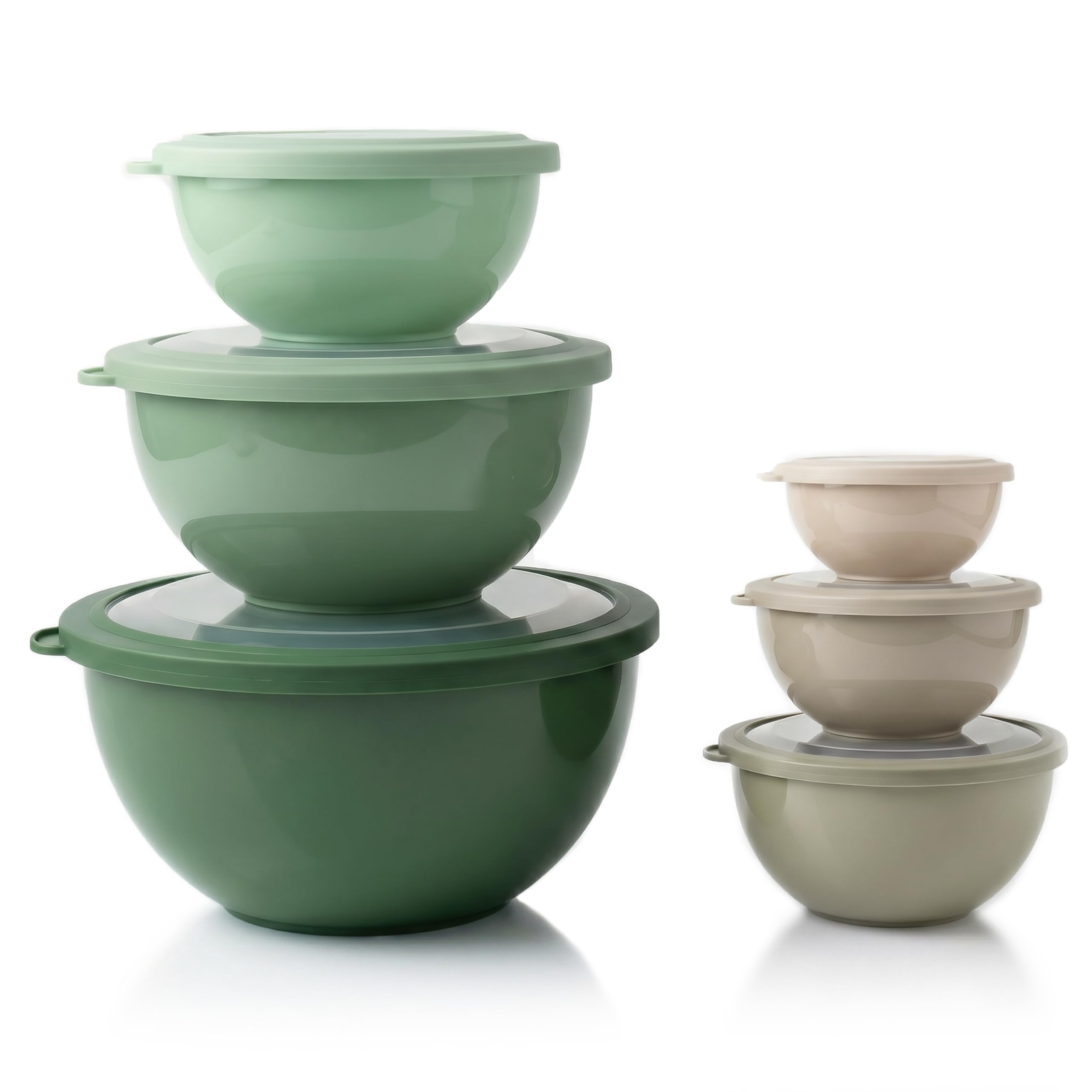 Arendo - Schüssel Set mit Deckel – 6er Set - 0,26 bis 5 Liter - Salatschüssel Rührschüssel - Schüsselset in verschiedenen Größen – lebensmittelecht – Spülmaschinen und Mikrowellen geeignet