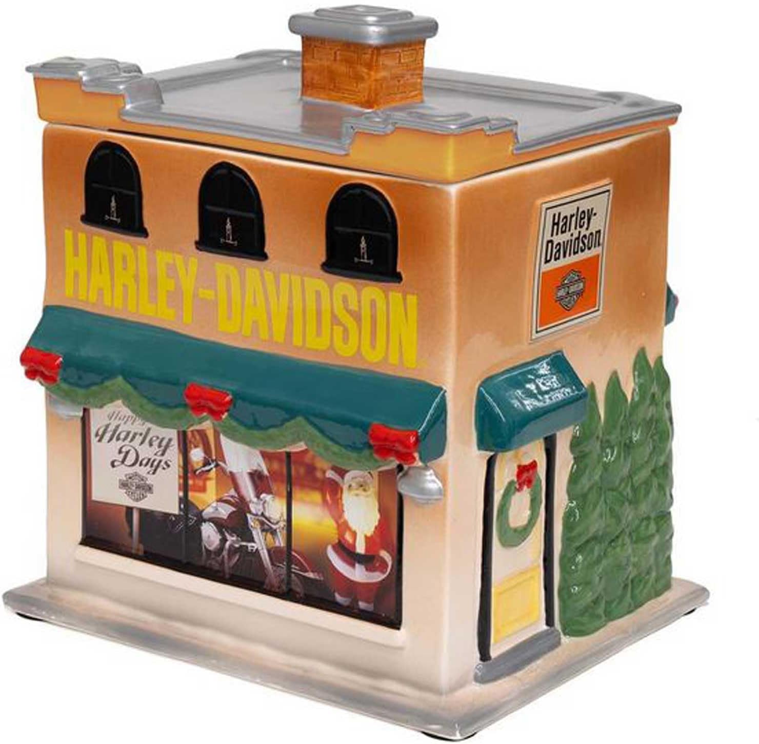 Harley-Davidson Sculpted H-D Holiday Dealership Custom Ceramic Cookie Jar, 2 Qt.