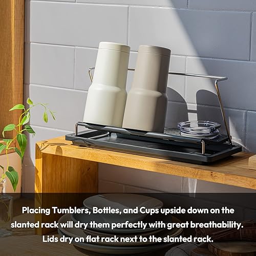 Miniatura 2 de carrotez Estante de secado de botellas, estante para vasos con bandeja de drenaje, aberturas estrechas y anchas con varias capacidades, tipo de taza
