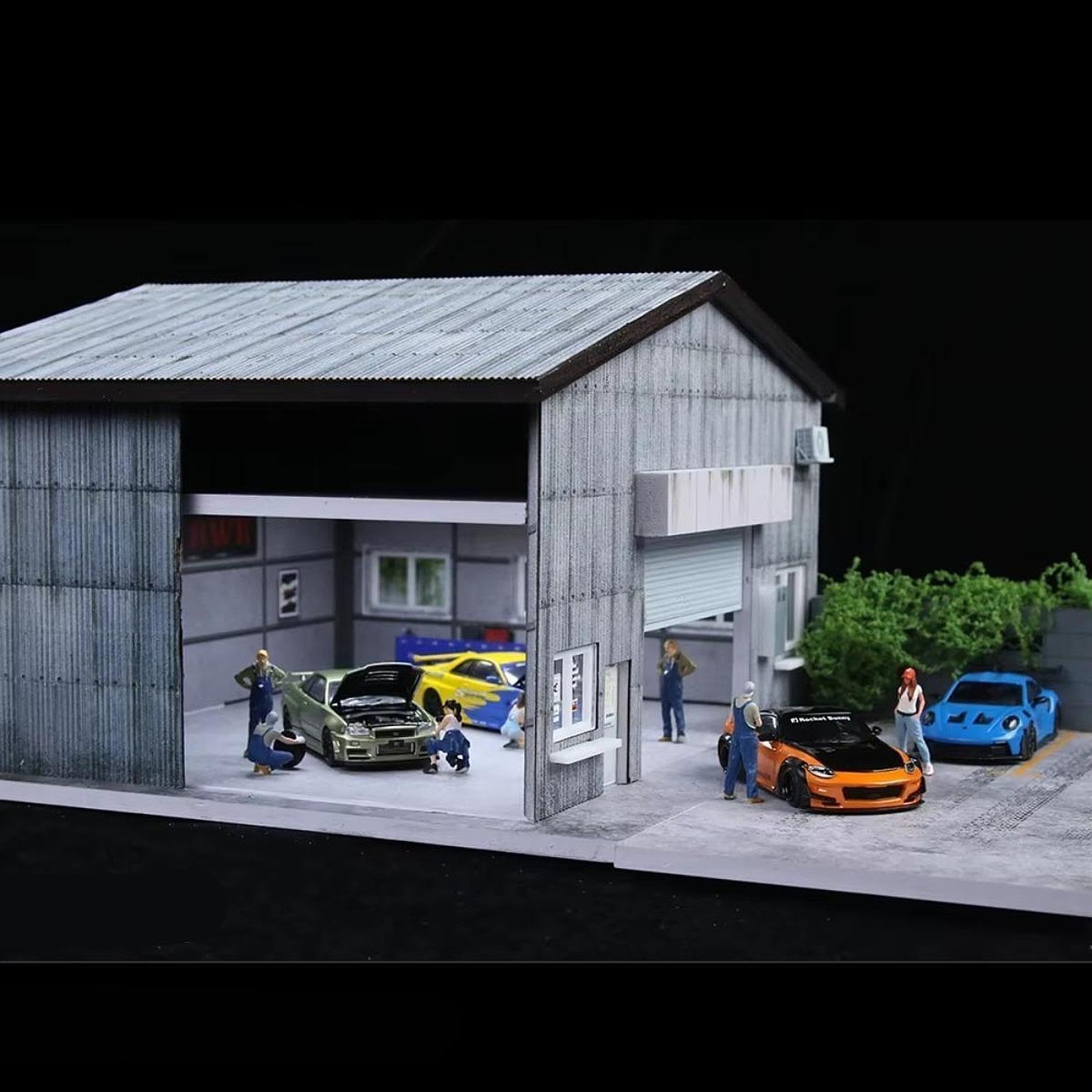 1 Pezzo 1 64 Diorama Modello Garage Parcheggio Scena Fabbrica Edificio Modello Garage Diorama Simulazione con LED Struttura in PVC PP
