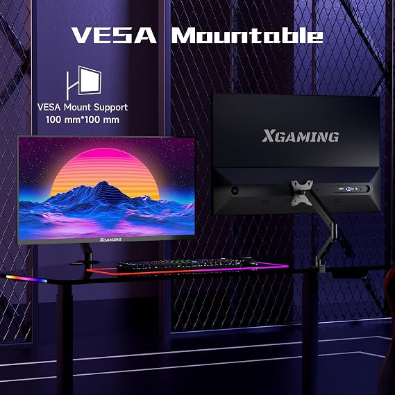 XGaming 27 Inch Gaming Monitor, 1080P Ultra Thin Frameless Computer Display 100Hz, 99% sRGB, Low Blue Light, HDMI VGA Gamer FHD Screen Supports VESA, Dual Speakers, Tilt Adjustable