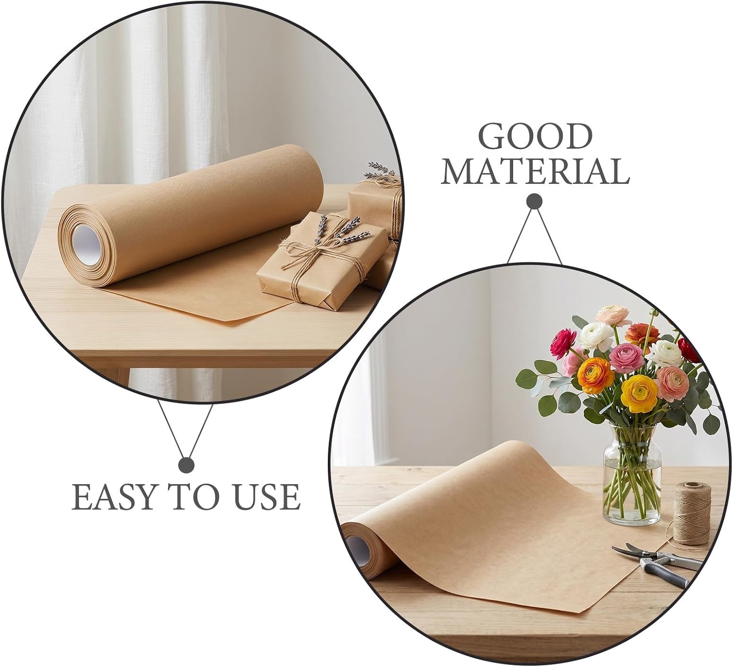 Vaguelly Kraft Wrapping Paper Roll 12" X 164 Brown Kraft Paper for Flower Bouquet Wrapping and Birthday Flower Arrangements, Tear-Resistant Matte Surface with Balanced Thickness