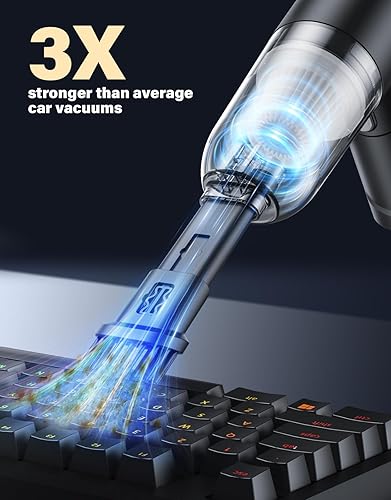 Miniatura 6 de Aspiradora portátil inalámbrica para automóvil, 9000 Pa, mini aspiradora de mano de alta potencia con la mejor succión, aspirador de aire 4 en 1,