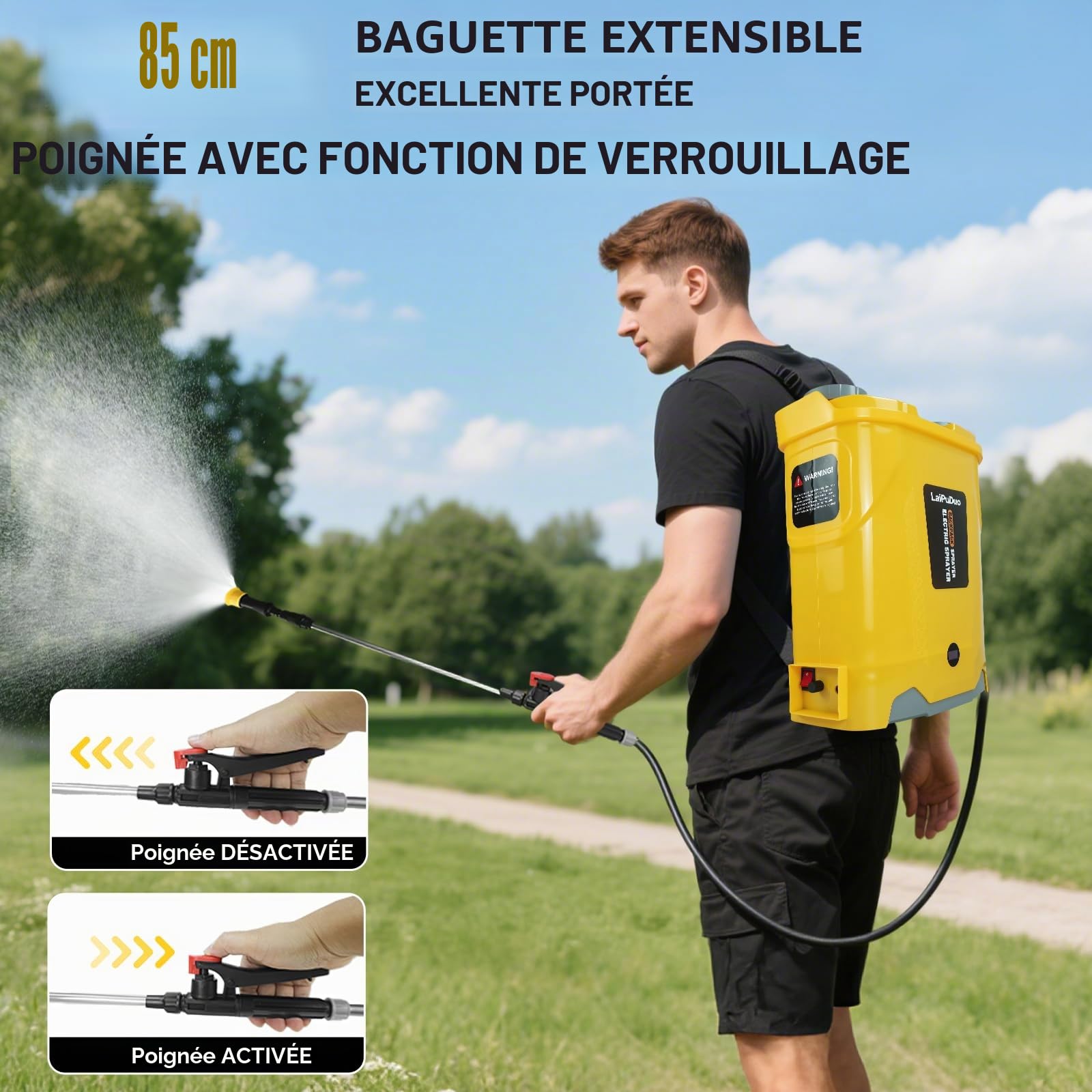Pulvérisateur à Dos à Batterie 20L,pulvérisateur à Pression 100PSI,Compatible avec pour Dewalt 20V Li-ION, pulvérisateur à Dos avec 4 Buses,5.3gallons pour Le Jardin,la pulvérisation (sans Batterie)