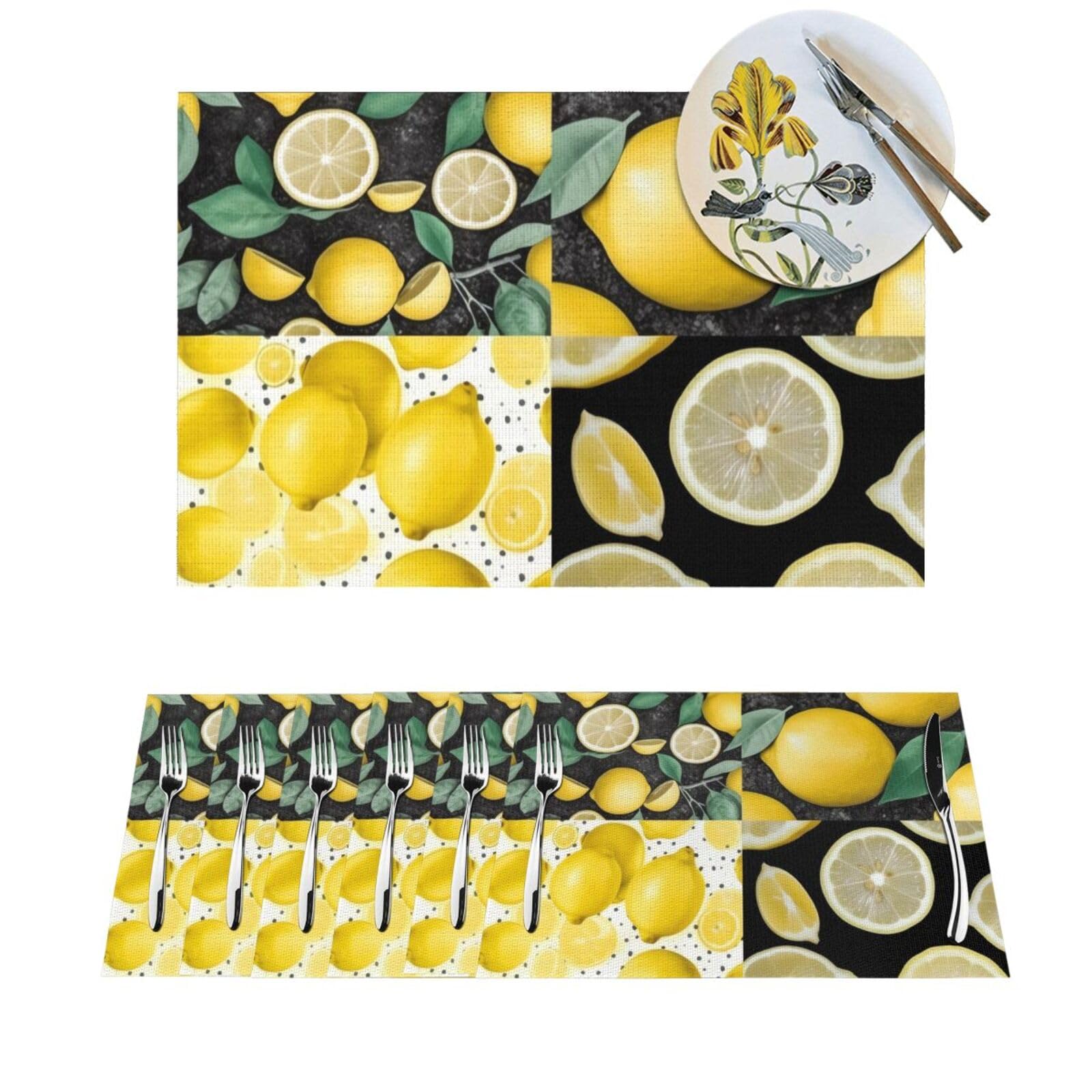 Sets de table cuisine faciles à nettoyer en PVC anti-tache pour table en bois
