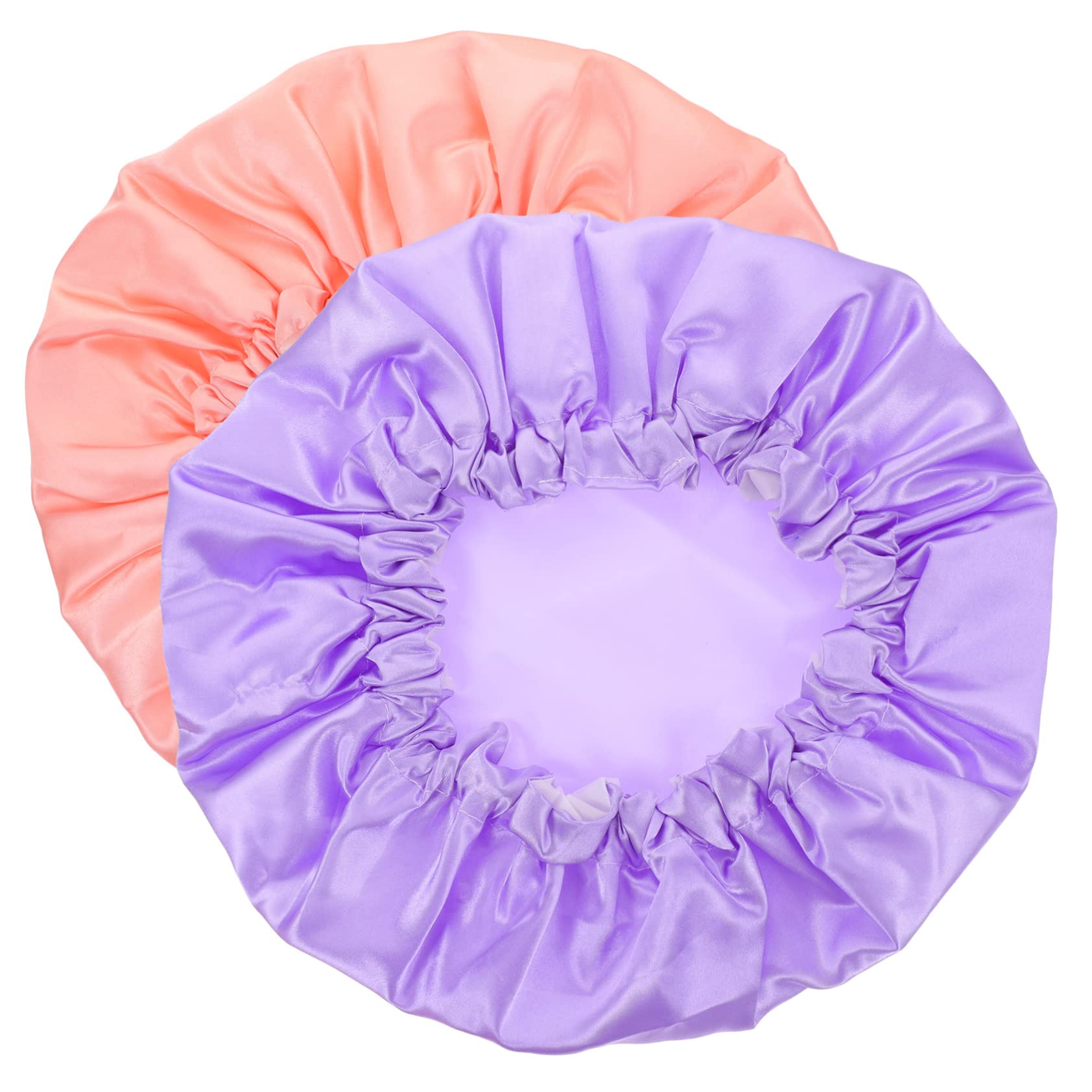 HOUDERCO 2Pcs Breathable Shower Caps for Women Double Satin Bonnets for Sleeping Suitable for Curly Hair Long Hair and Braids Comfortable and Stylish Design Rainbow