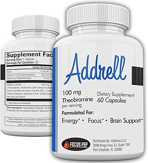 Focus Pep Addrell Energy Stimulant Pills- Natural Study Supplements Alternative Pill & Nootropic Brain Supplement Substitute to Elevate Mental Clarity for Women & Men OTC- 60 Mind Booster Capsules