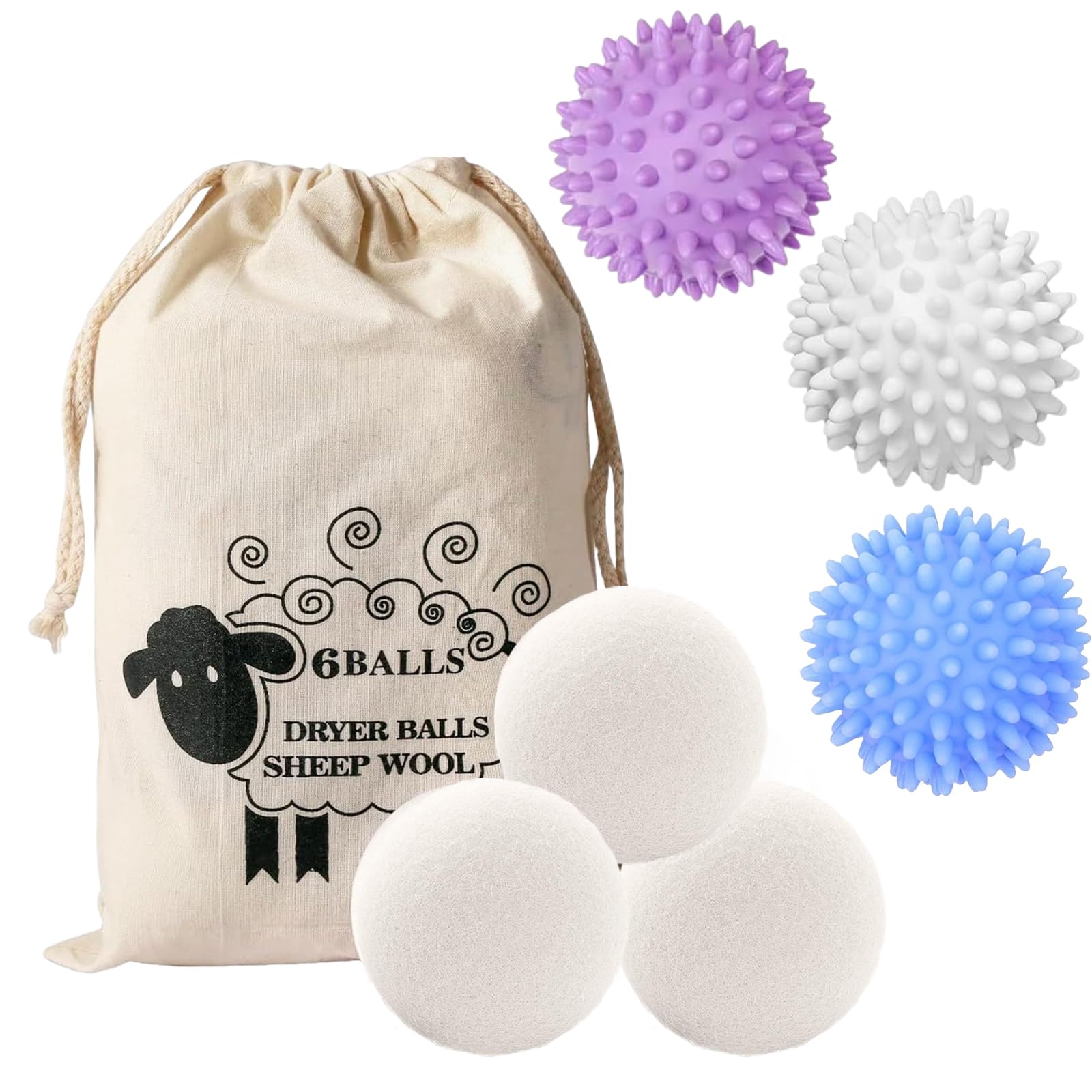 3 Bolas para secadora, Bolas de Lana para Secadora Juego, Bola Lavado Reutilizable, Reduce La Ropa Arrugas, 3 Pcs Bola de Lavado