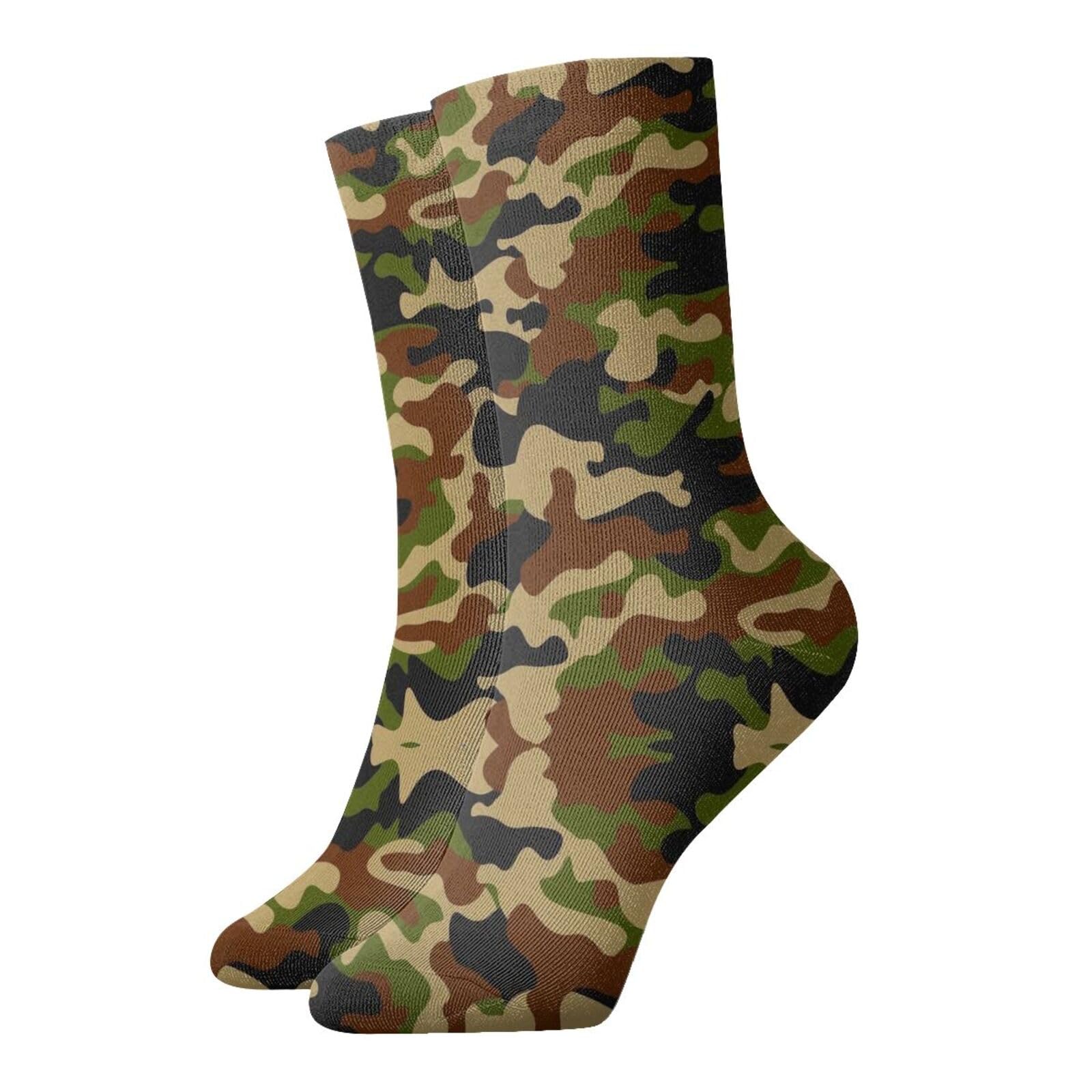 Hceaatb Adult Ankle Socks Army Green Camouflage Casual Crew Socks Combed Cotton Sock Colorful Fun Socks For Men'S Women'S Thermal