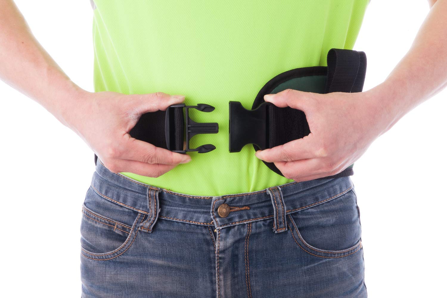Cintura imbottita con 4 manici e fibbia a sgancio rapido, per fisioterapia, 14 cm