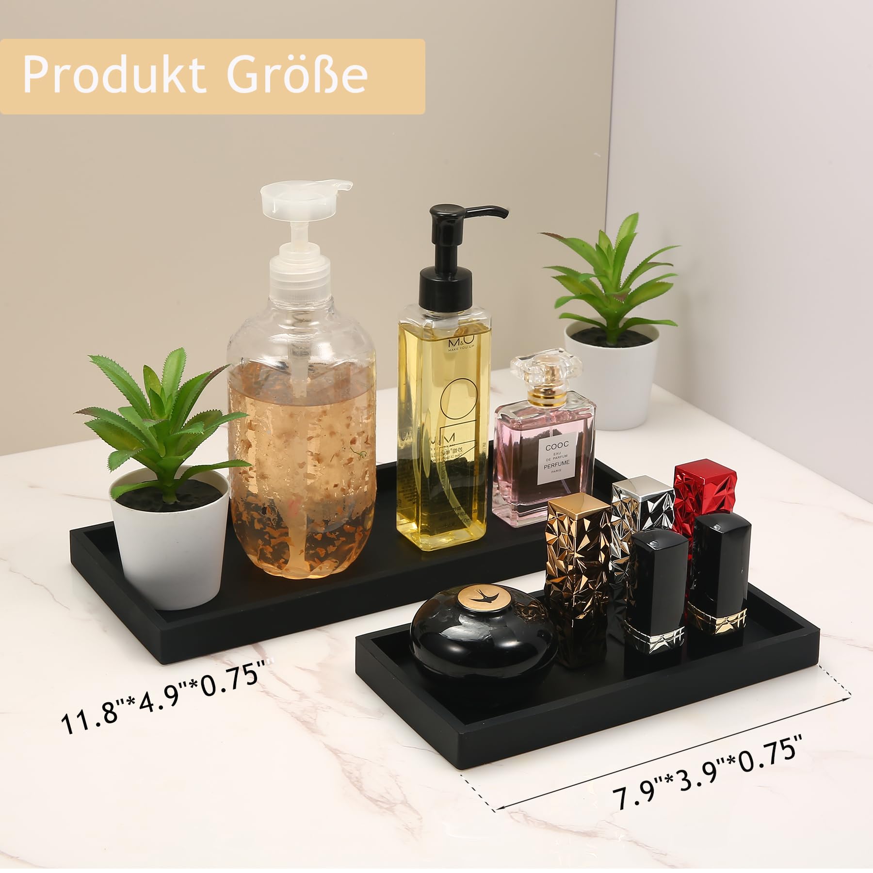 Comealltime Set of 2 Bathroom Trays, Marble Pattern, 2 Sizes, Soft Silicone Jewellery Tray, Dressing Table - Image 2