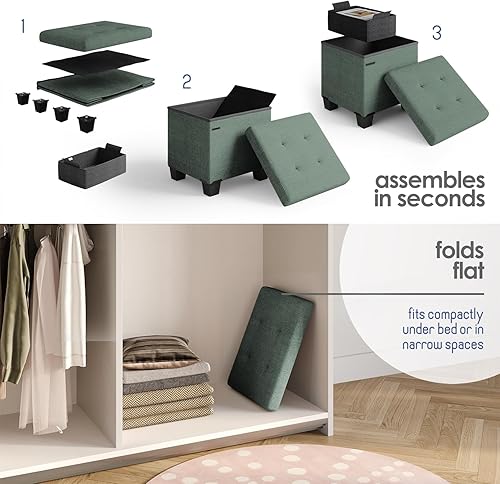 Miniatura 660 de Otomana plegable para dormitorio o sala de estar, con contenedores de almacenamiento, reposapiés para el extremo de la cama, soporta hasta 660 lb,