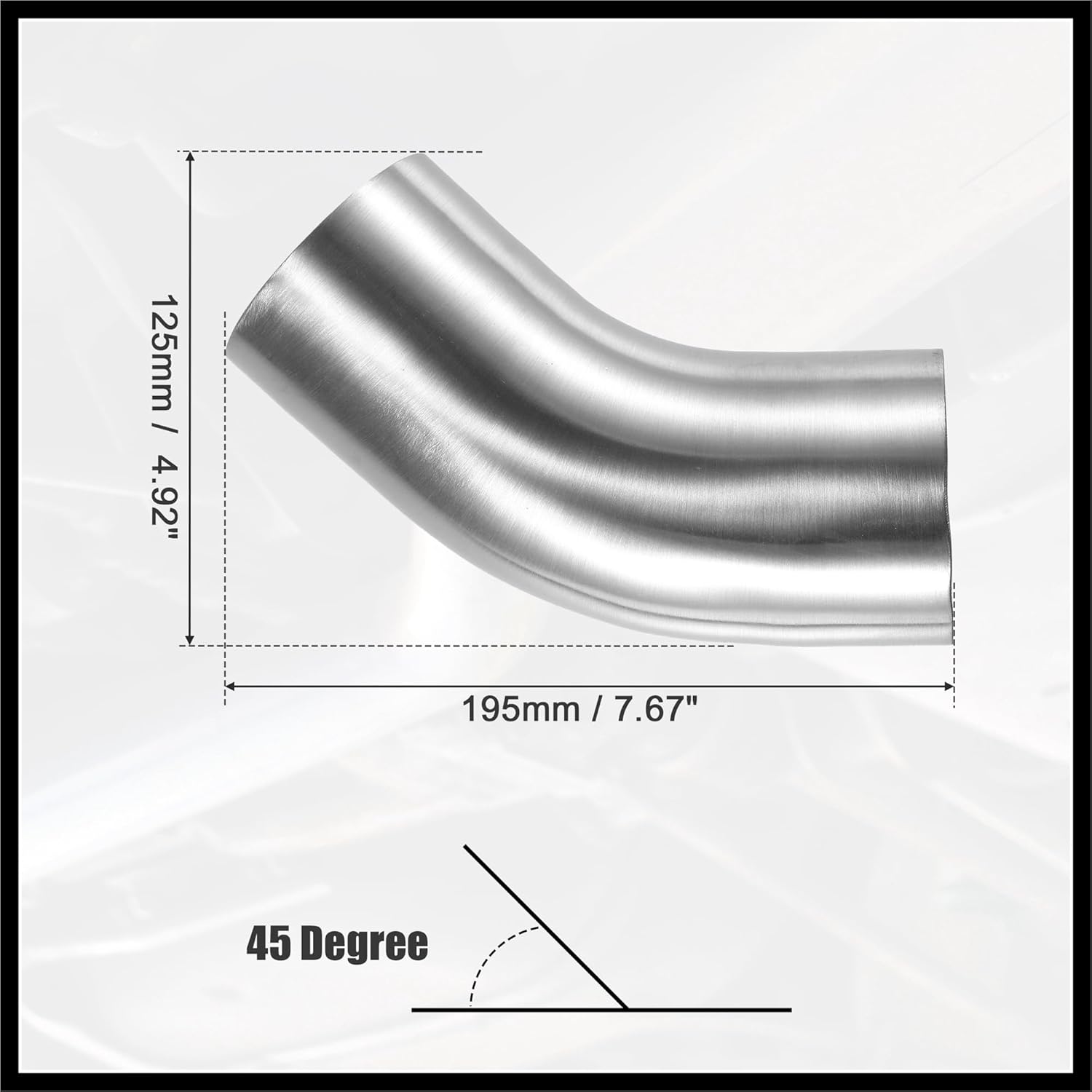 1 Pcs OD 3 Inch 45 Degree Mandrel Bend Elbow SS304 Stainless Steel Bend Tube Exhaust Elbow Pipe for Car Modified Exhaust System Piping Silver Tone Durable Material