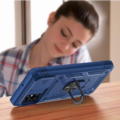 Miniatura 7 de PASNEW Funda para Samsung Galaxy S21 Ultra, cubierta de la cámara deslizante y puerto de carga, tapón antipolvo y anillo de dedo de metal de 360,