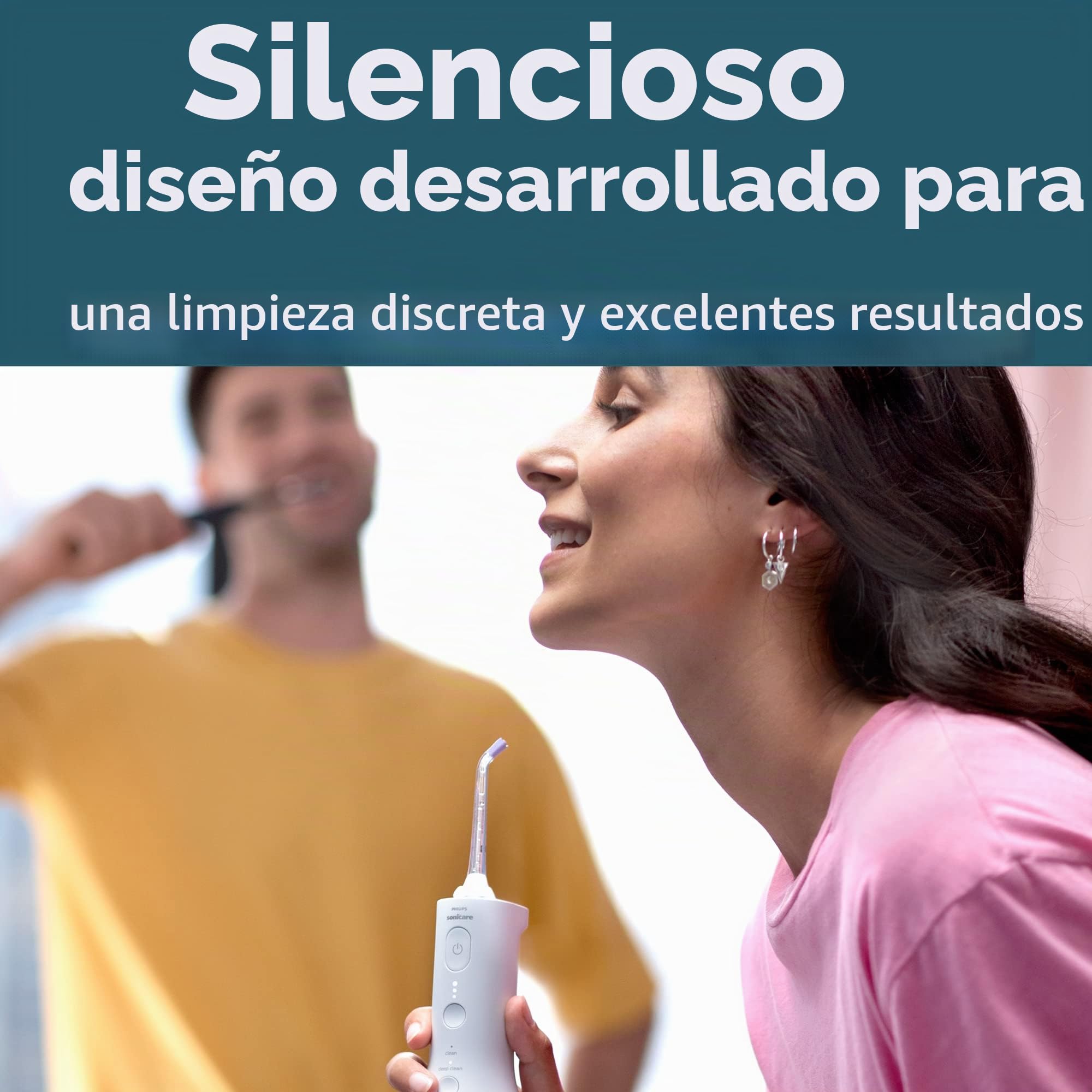 Philips Sonicare Hilo dental inalámbrico Power Flosser 3000, irrigador dental con innovadora tecnología Quad Stream, irrigador oral con 2 modos de hilo dental y 3 niveles de intensidad, diseño