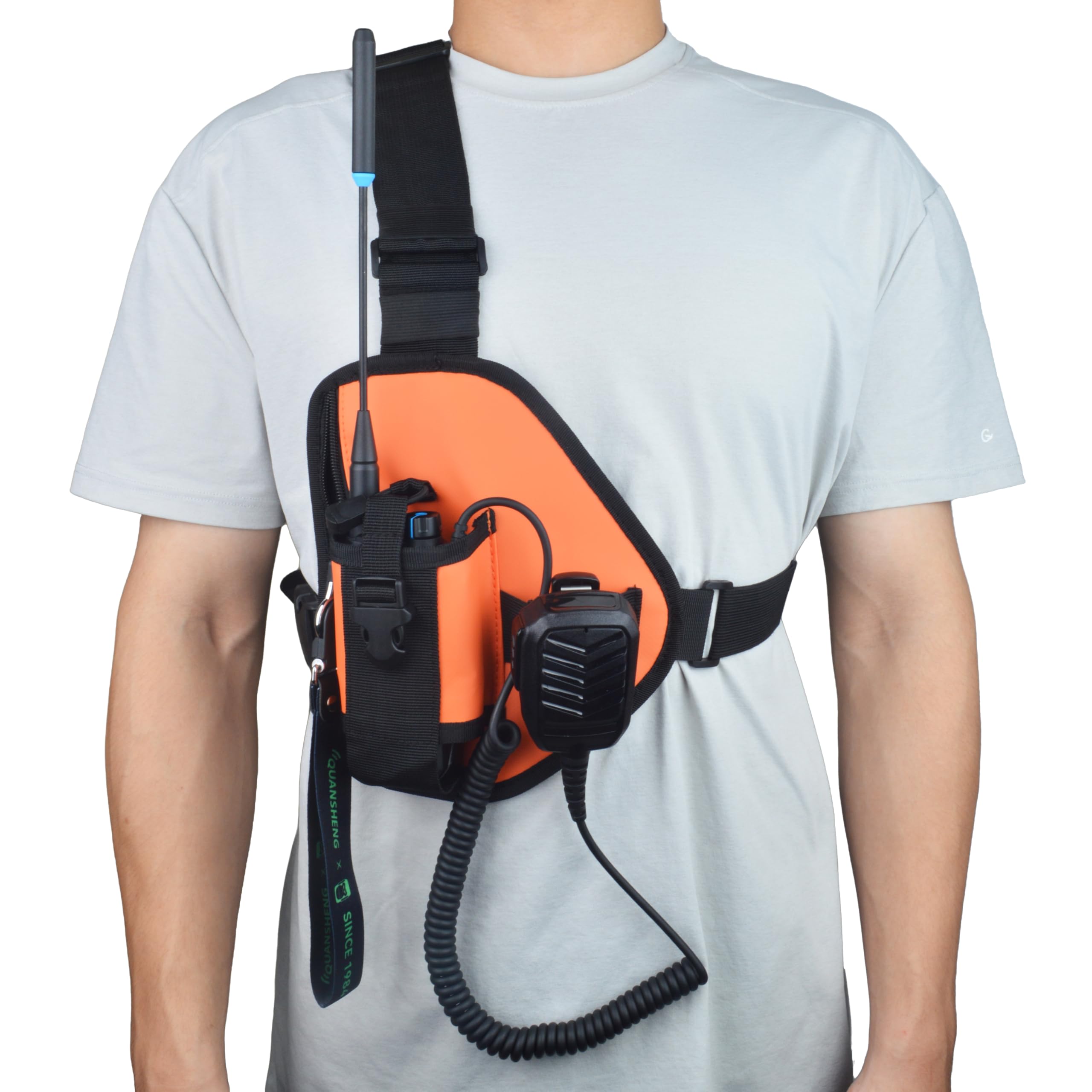 UAYESOK Pettorina per walkie talkie, tasca porta radio, universale, portatile, con cinturino in nylon regolabile, per radio bidirezionale Motorola Baofeng Icom Midland President, Arancione, Modernità