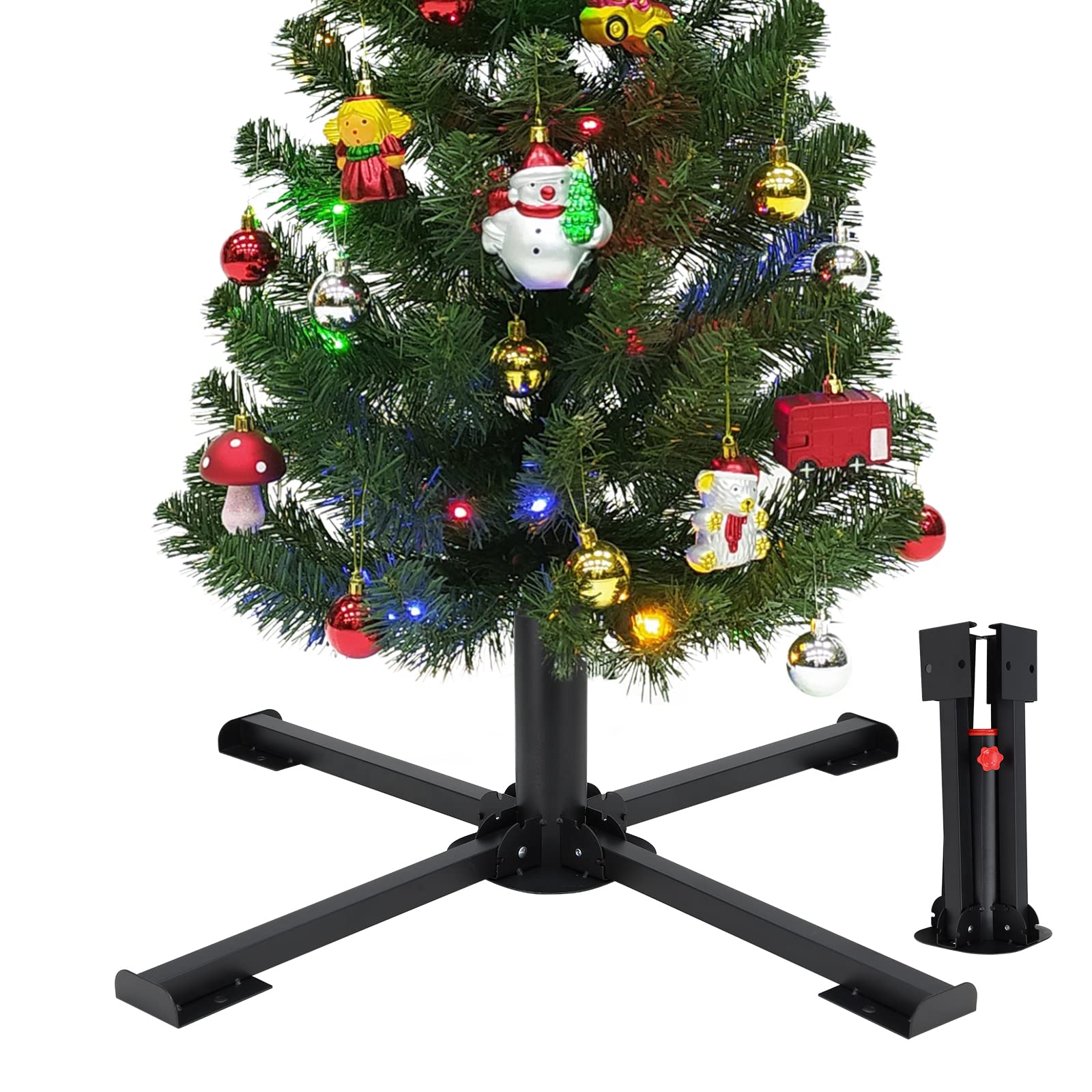 Sempicad Christmas Tree Stand,1.8-2.3� Innner Diameter Heavy Duty Steel Christmas Tree Hold Base,Foldable Christmas Tree Base for Real Fake Christmas Tree,Umbrella,Poles…