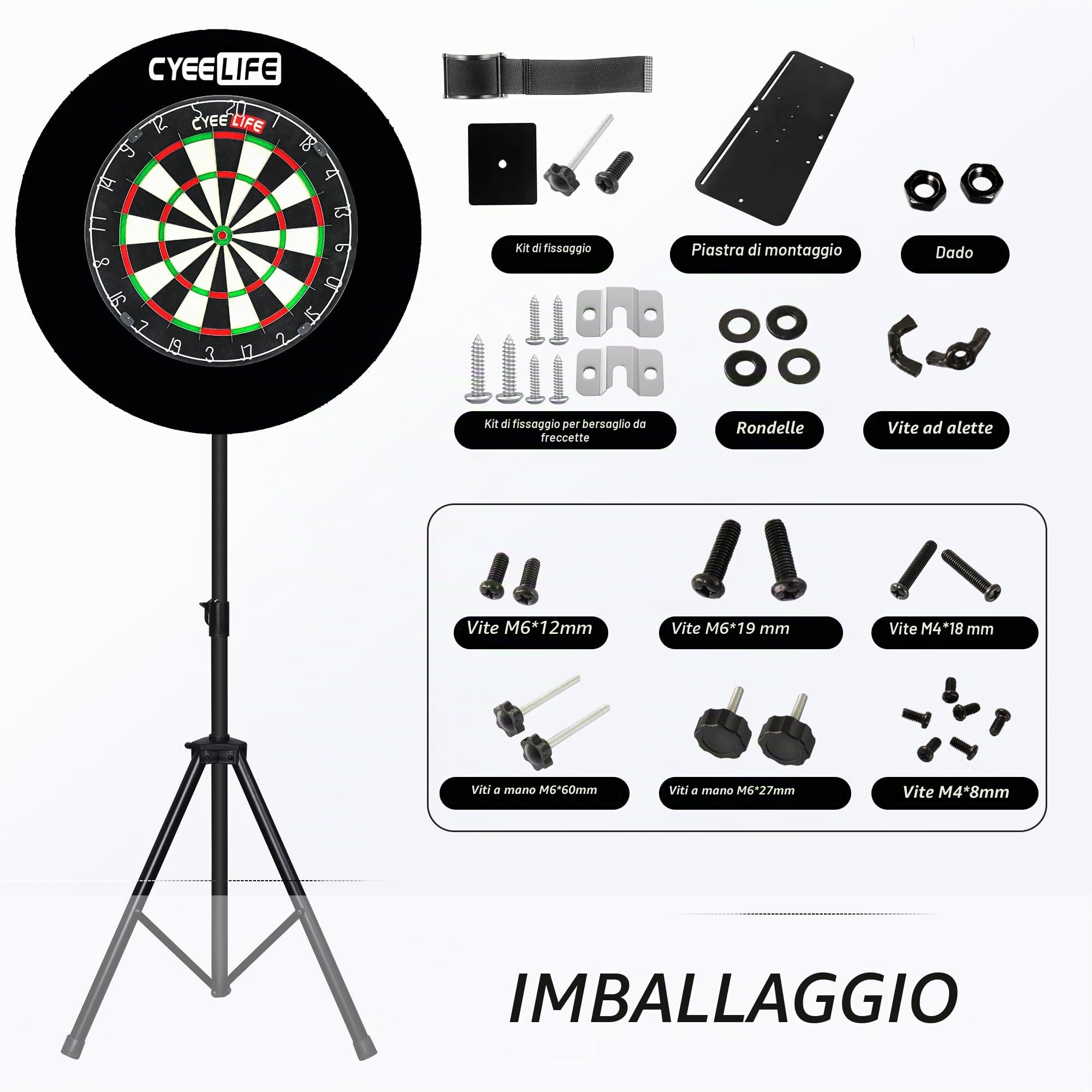 CyeeLife Supporto professionale per bersaglio per freccette classiche ed elettroniche