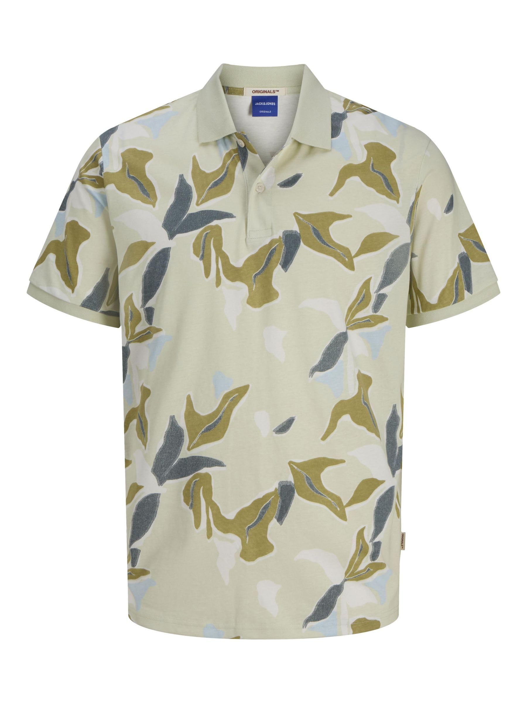 Jack & Jones Men's Joralmeria AOP Polo SS, Celadon Tint, M