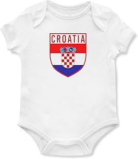 Purple Print House Baby,Clothing,Baby Boys 0-24m,Bodysuits & One-Pieces,Bodysuits Purple Print House Baby Boys Croatia Flag Badge Retro Babygrow - Football Country European 2021 Supporters Gifts for Baby - 2020 Croatian Tournament Footy Soccer Top
