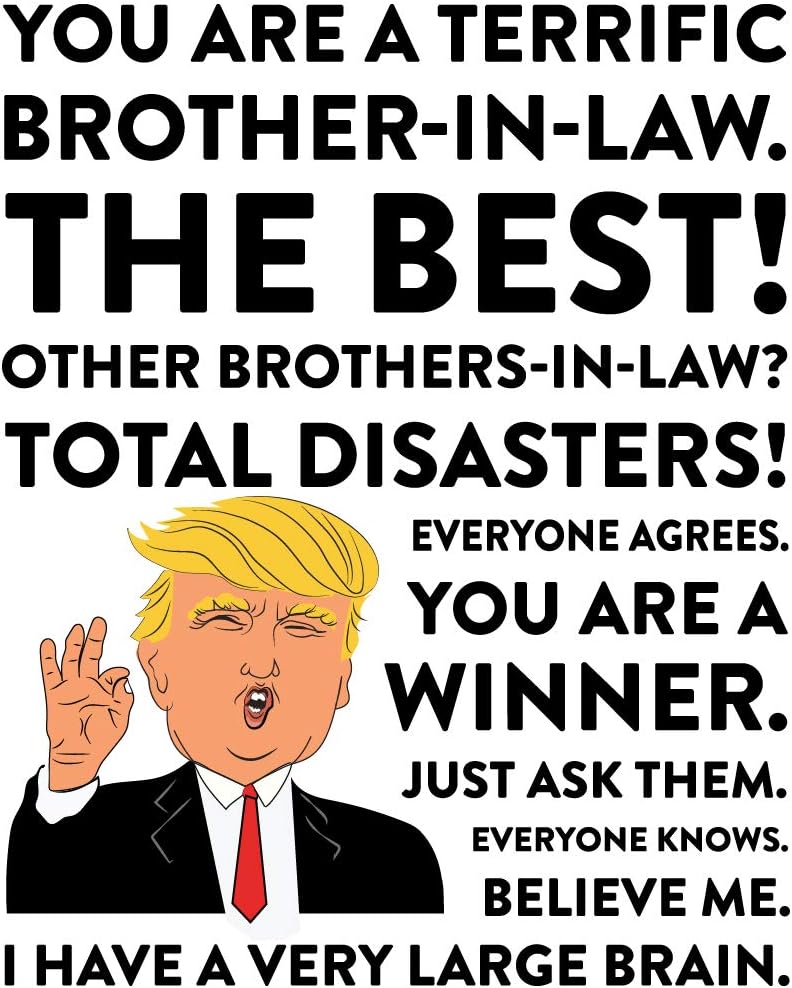 Andaz Press Funny President Donald Trump 11oz. Coffee Mug Gift, Terrific Brother-In-Law, 1-Pack, Christmas Birthday Drinking Cup Republican Political Satire For Family In Laws Trump Brother Mug